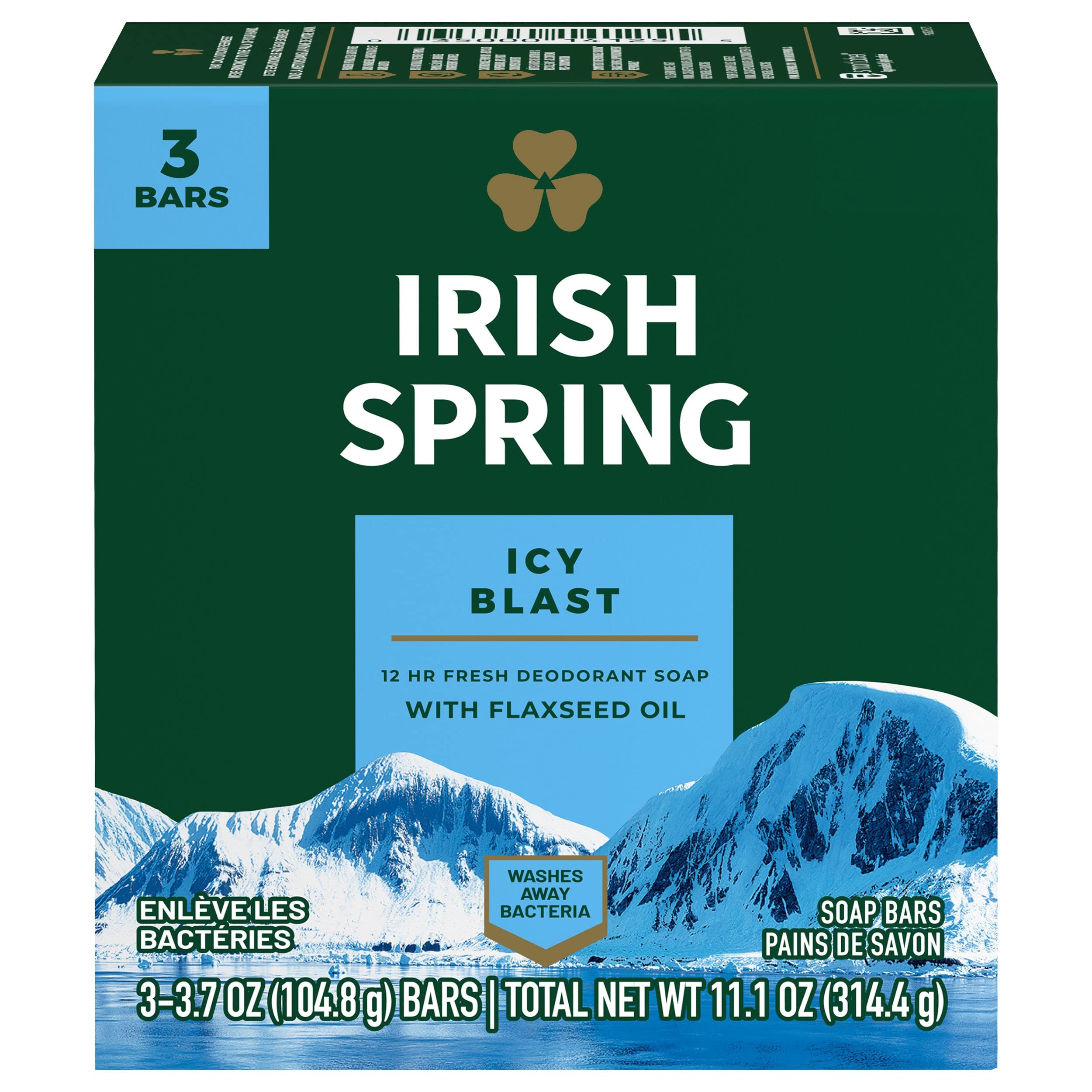 Irish Spring Bath Bar 3 X Bars Icy Blast 3.75 oz