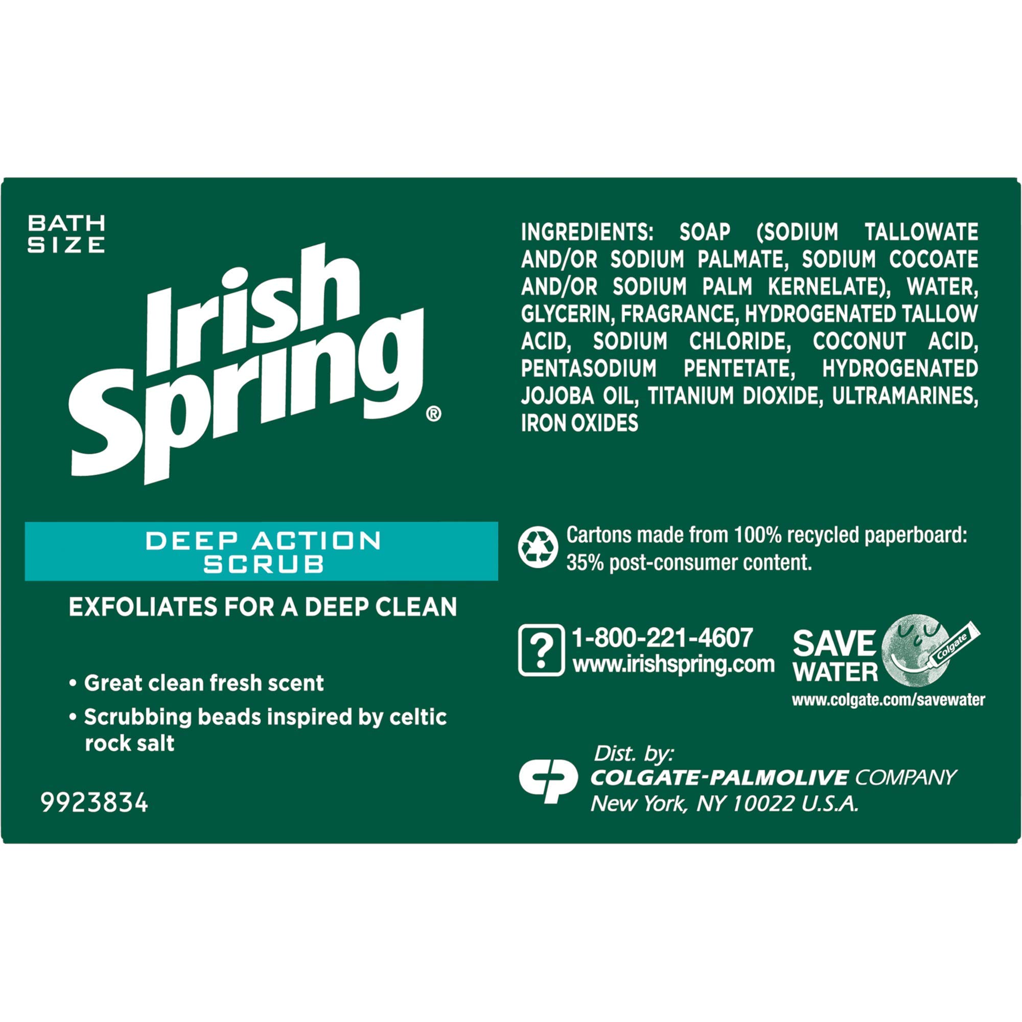 Irish Spring Deep Action Scrub Deodorant Soap By 3 Count Fresh 11.1 oz - Thumbnail 2