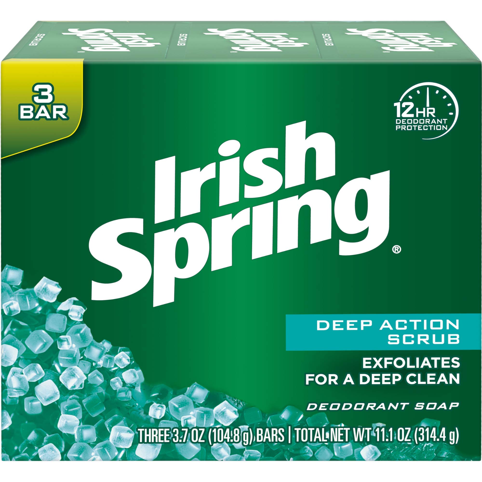 Irish Spring Deep Action Scrub Deodorant Soap By 3 Count Fresh 11.1 oz