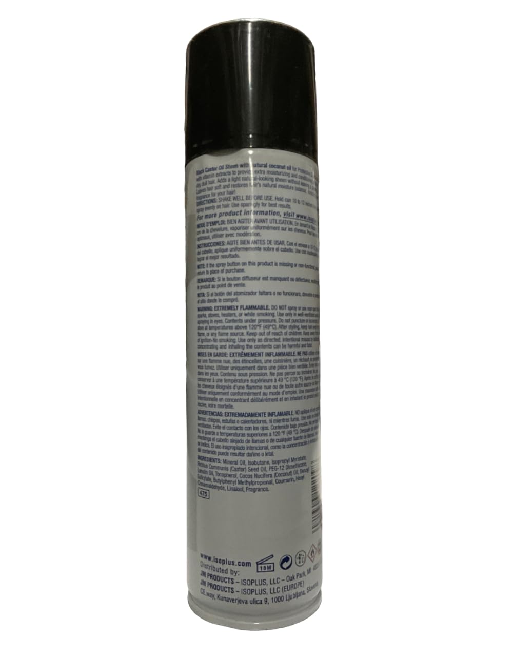 Isoplus Black Castor Oil Sheen W/coconut Oil 9 oz - Thumbnail 2