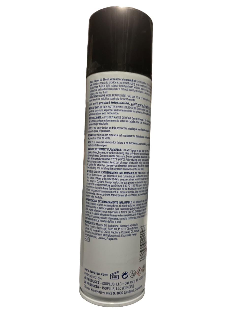 Isoplus Black Castor Oil Sheen W/coconut Oil 9 oz