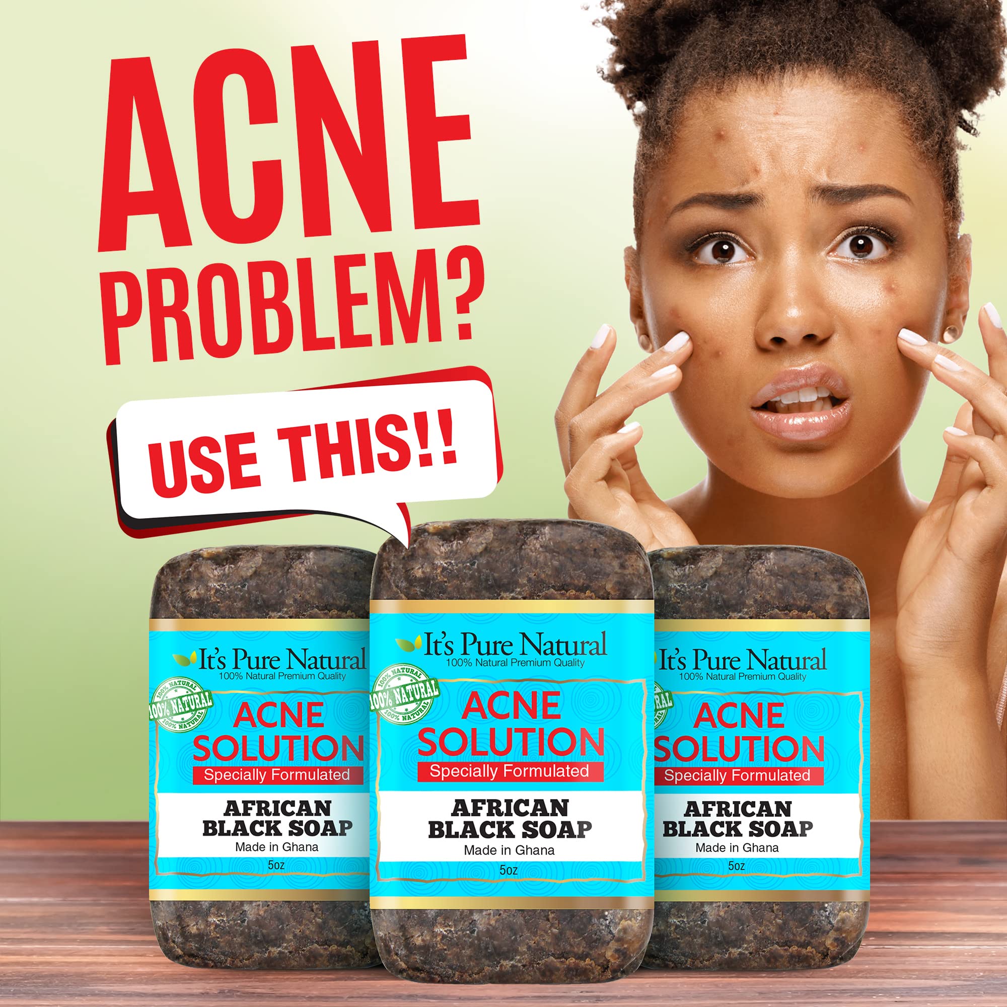 It's Pure Natural African Black Soap Bars With Acne Solution Organic Raw Soap - Thumbnail 2