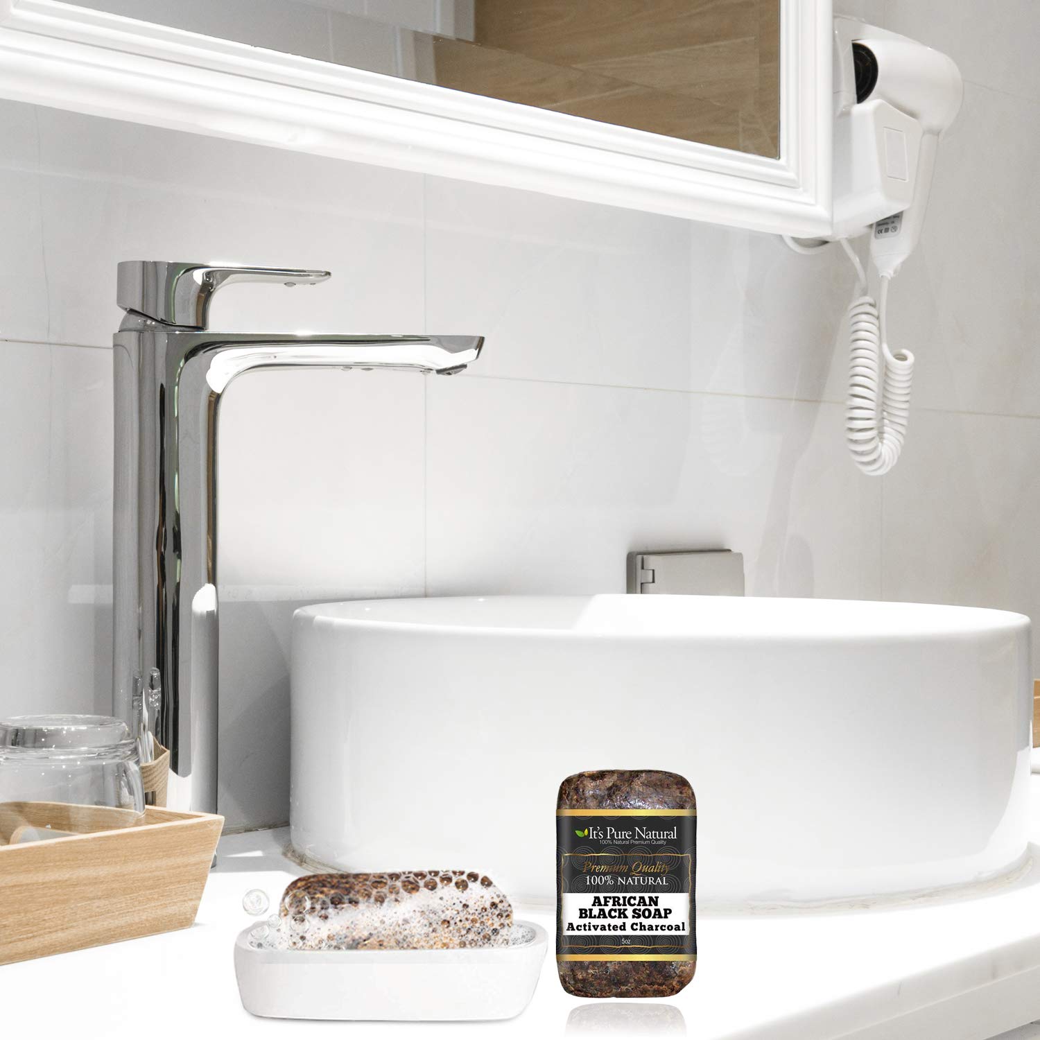 It's Pure Natural African Black Soap Bars With Activated Charcoal Organic Raw - Thumbnail 2