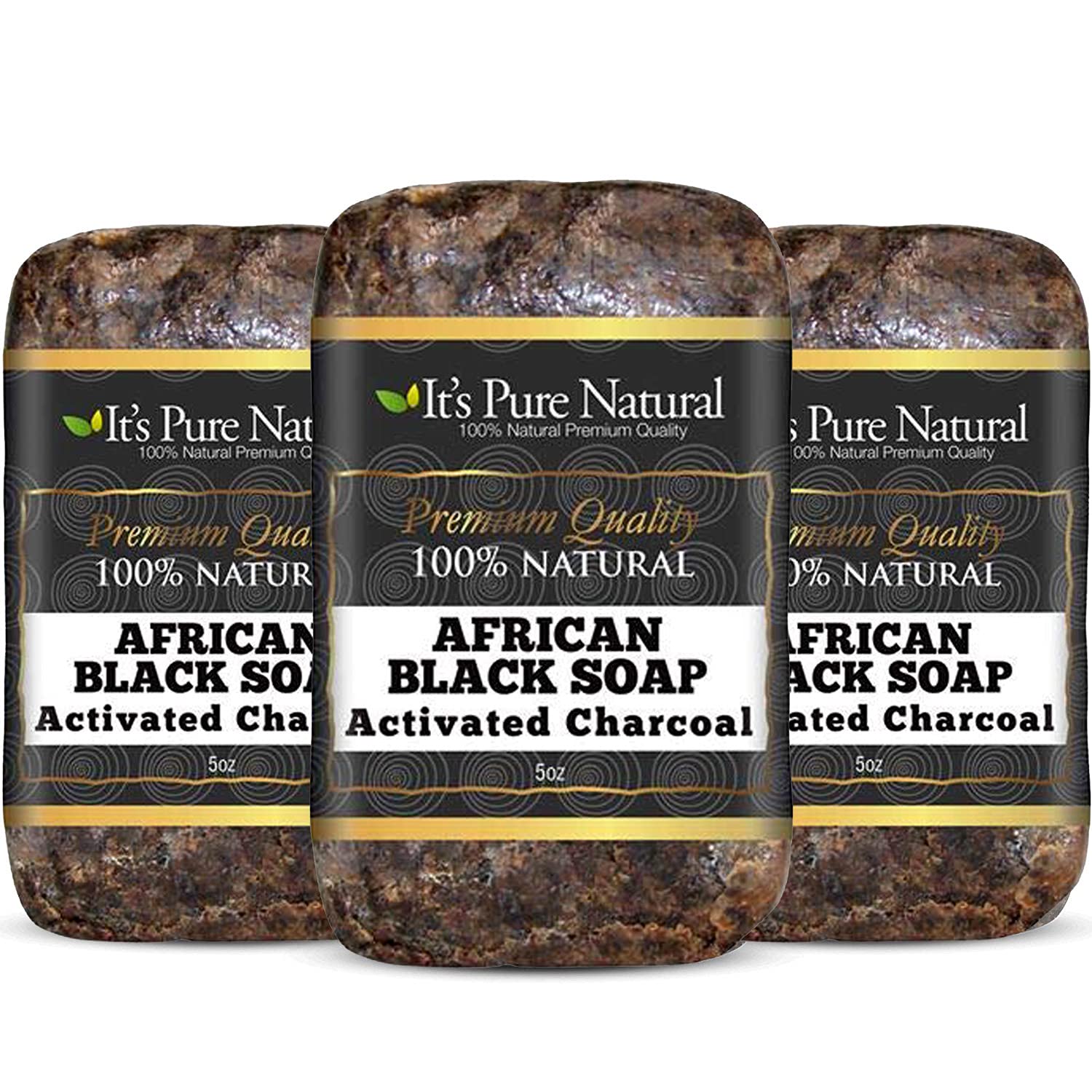 It's Pure Natural African Black Soap Bars With Activated Charcoal Organic Raw