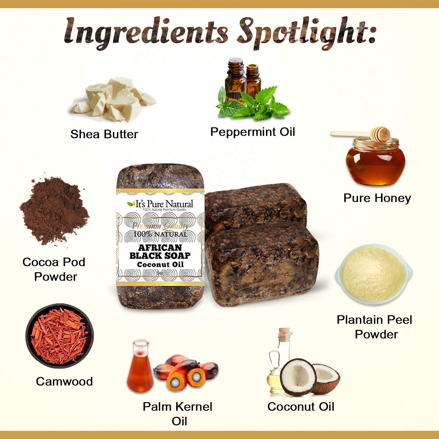 It's Pure Natural African Black Soap Bars With Coconut Oil Organic Raw Soap for - Thumbnail 3