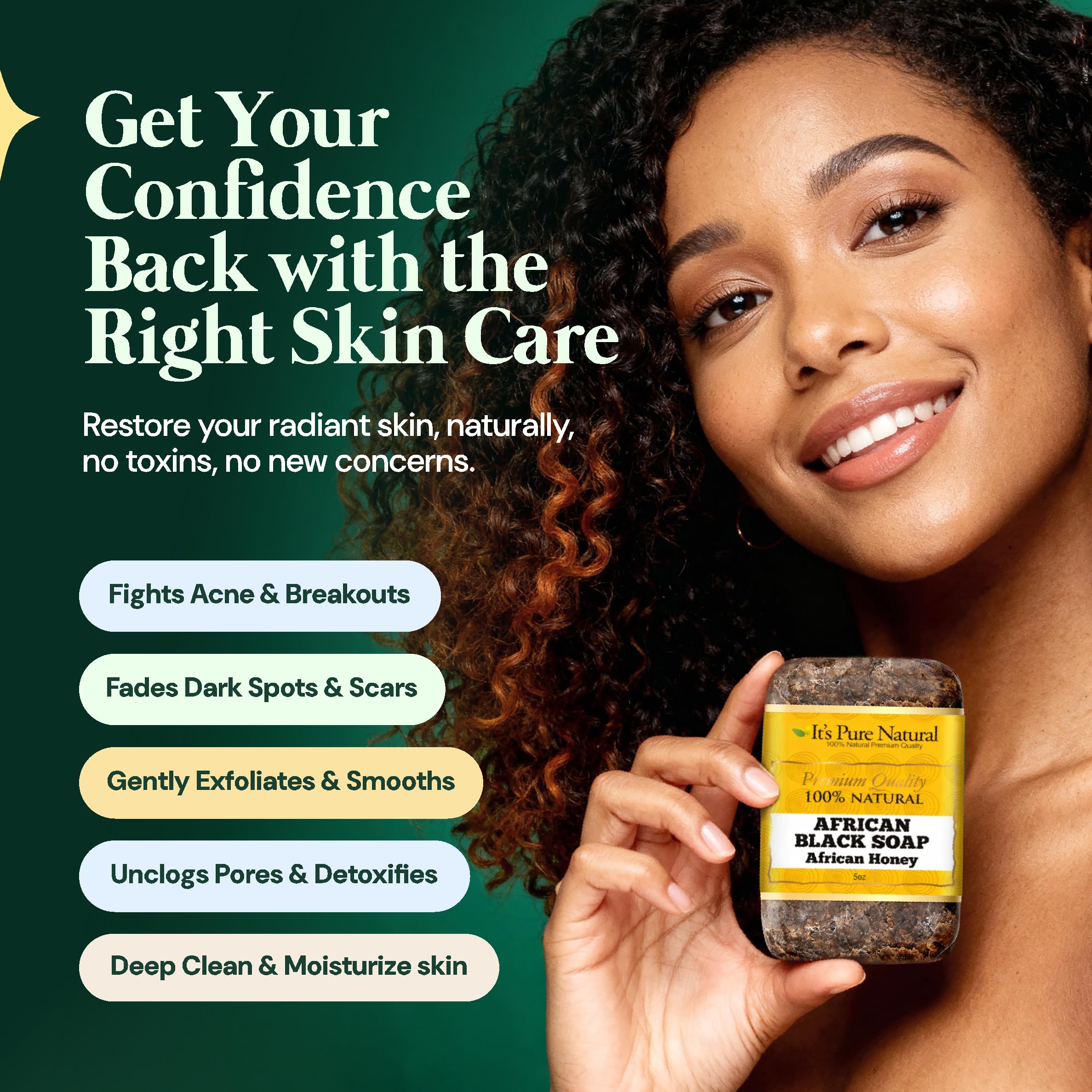 It's Pure Natural African Black Soap Bars With African Honey Organic Raw Soap - Thumbnail 3