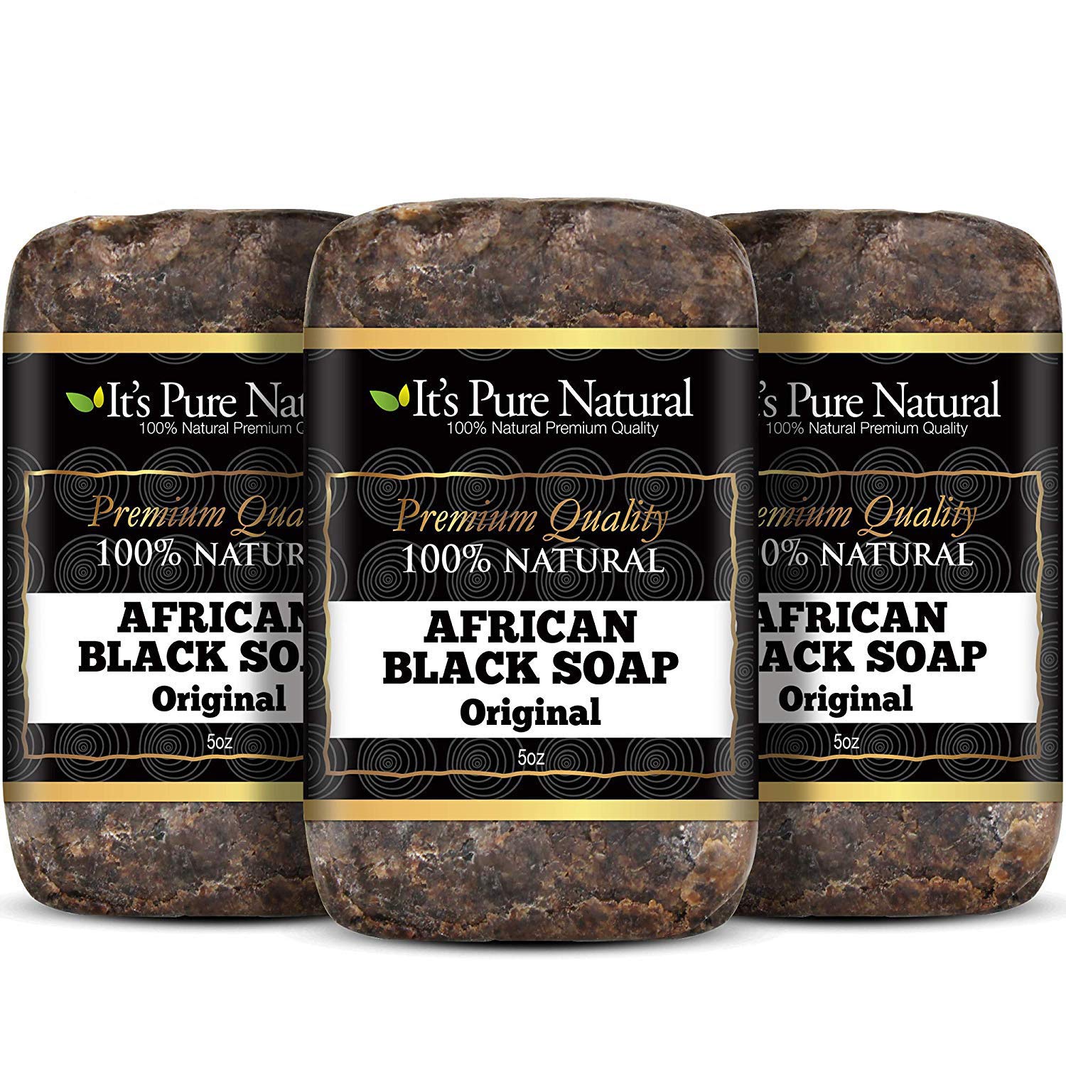 It's Pure Natural African Black Soap Bars Original Organic Raw Soap for Face
