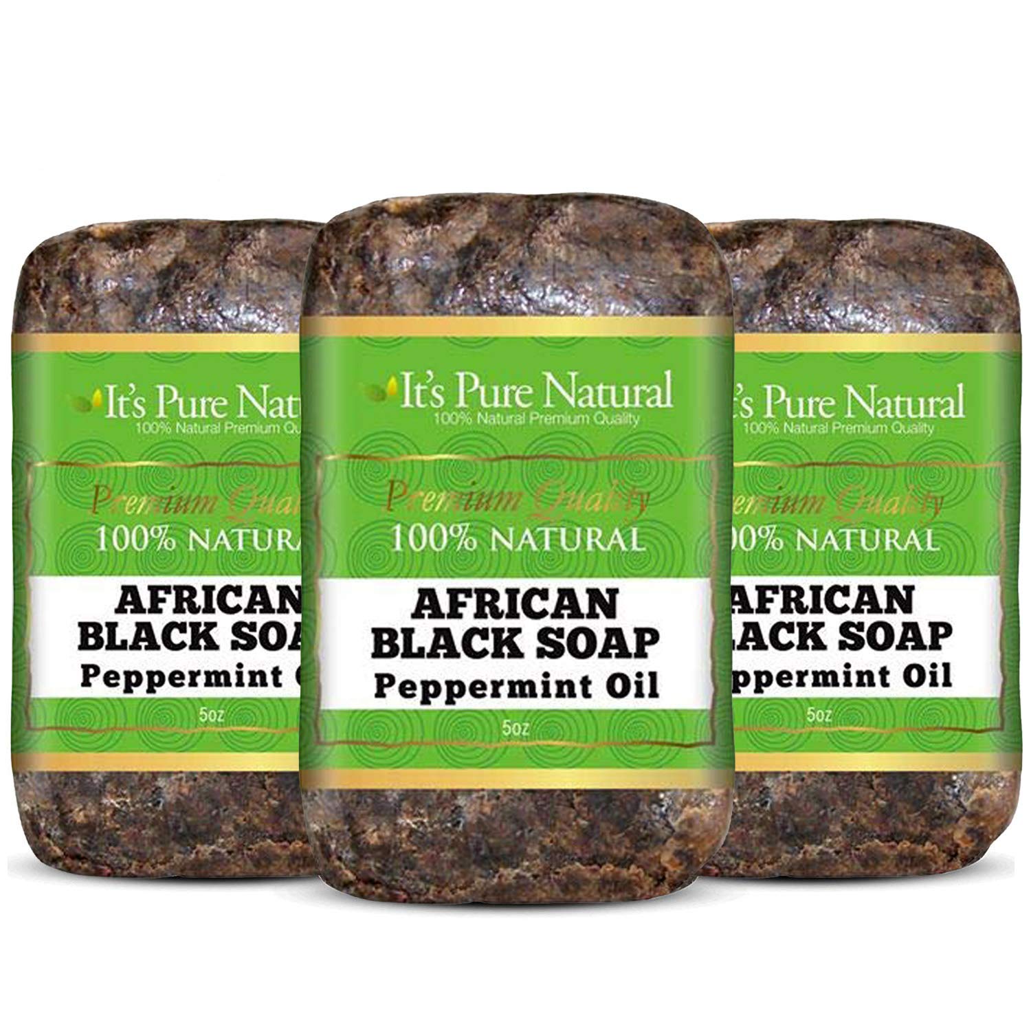 It's Pure Natural African Black Soap Bars With Peppermint Oil Organic Raw Soap