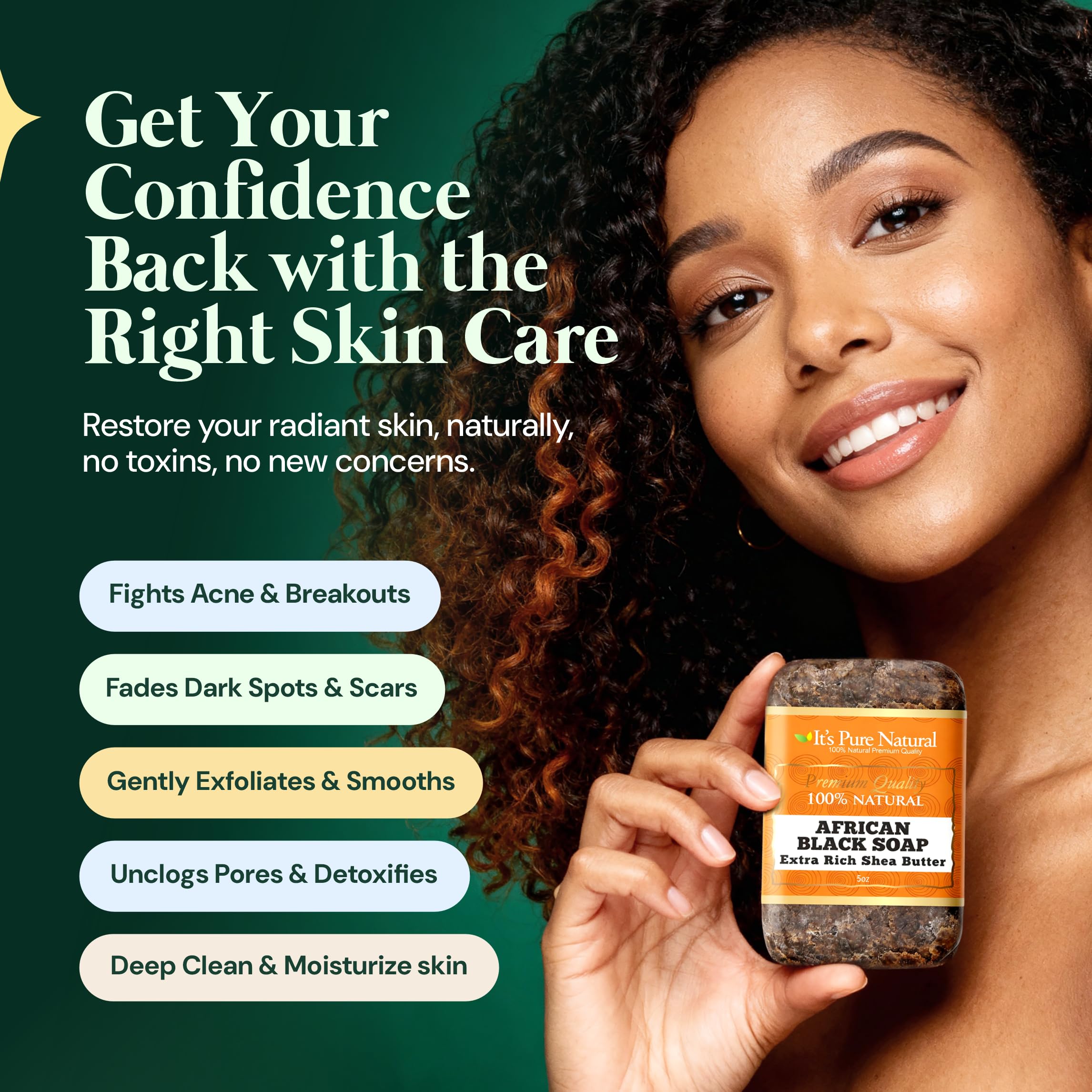 It's Pure Natural African Black Soap Bars With Extra Rich Shea Butter Organic - Thumbnail 3