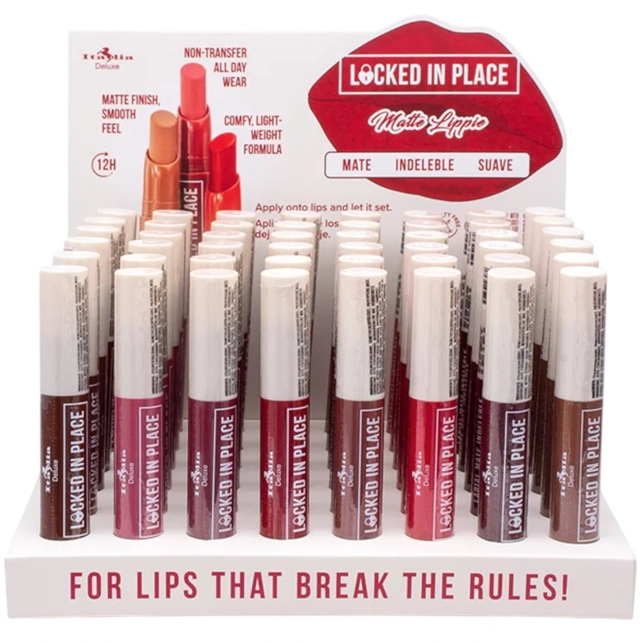 (48-pack) Italia Deluxe Locked In Place Matte Lippie