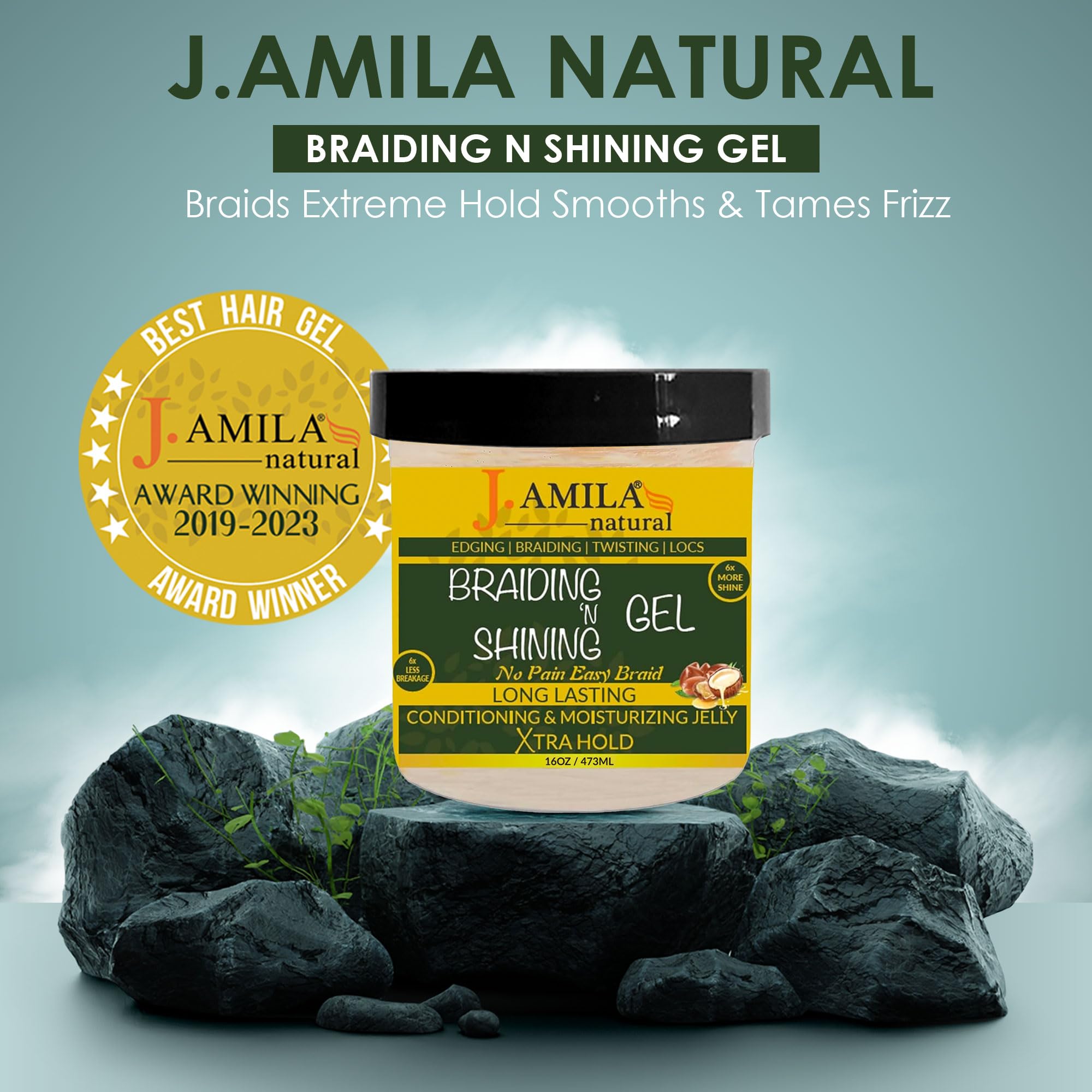 J. Amila Natural Award Winning Braiding Shining Gel Extreme Hold Moisturizing - Thumbnail 2