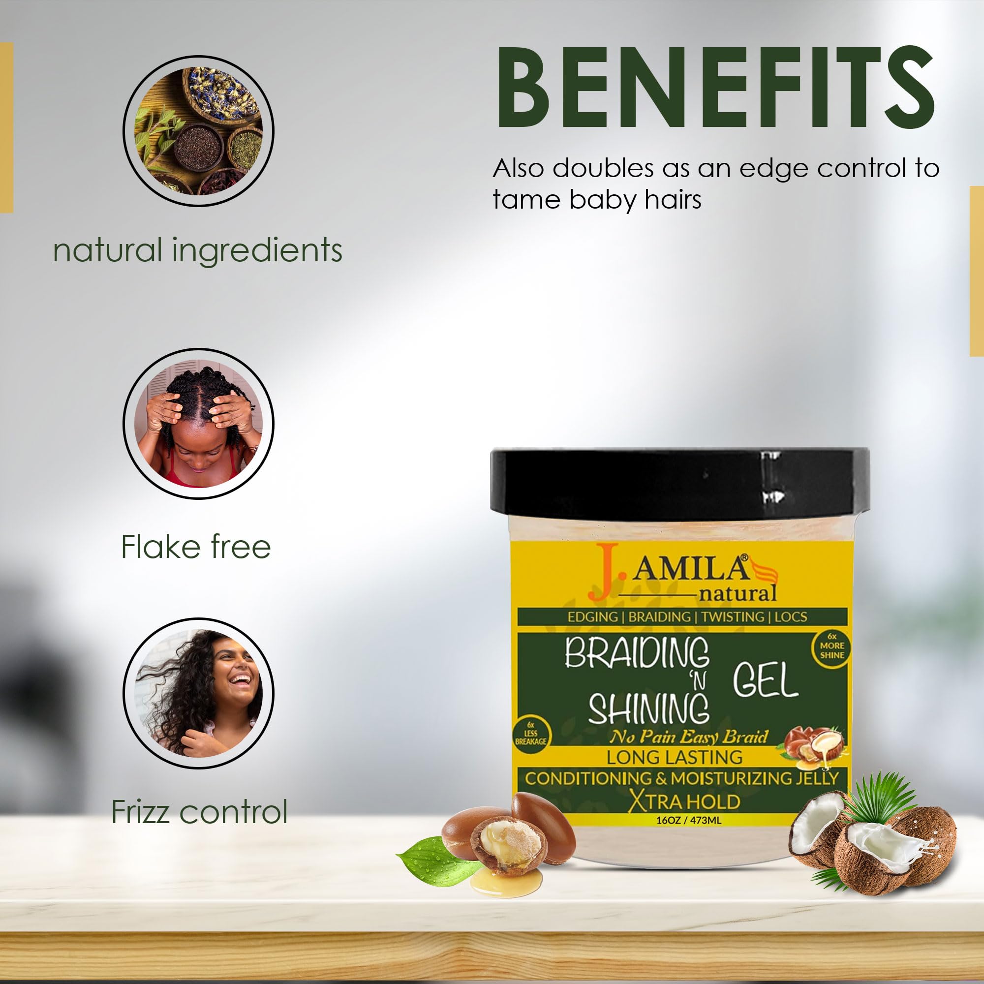 J. Amila Natural Award Winning Braiding Shining Gel Extreme Hold Moisturizing - Thumbnail 3