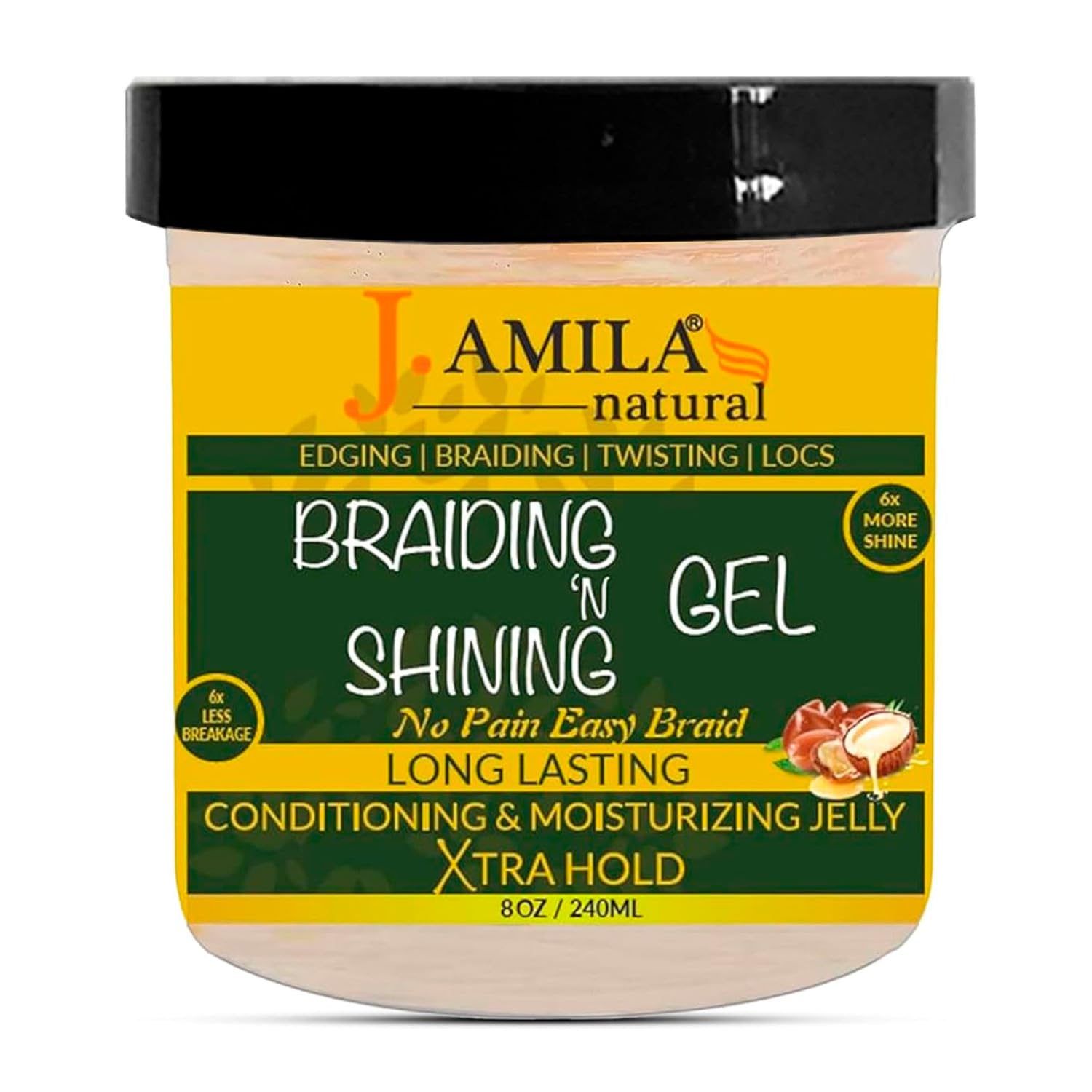 J. Amila Braiding N Shining Gel Extreme Hold Moisture Rich Flake Free Natural
