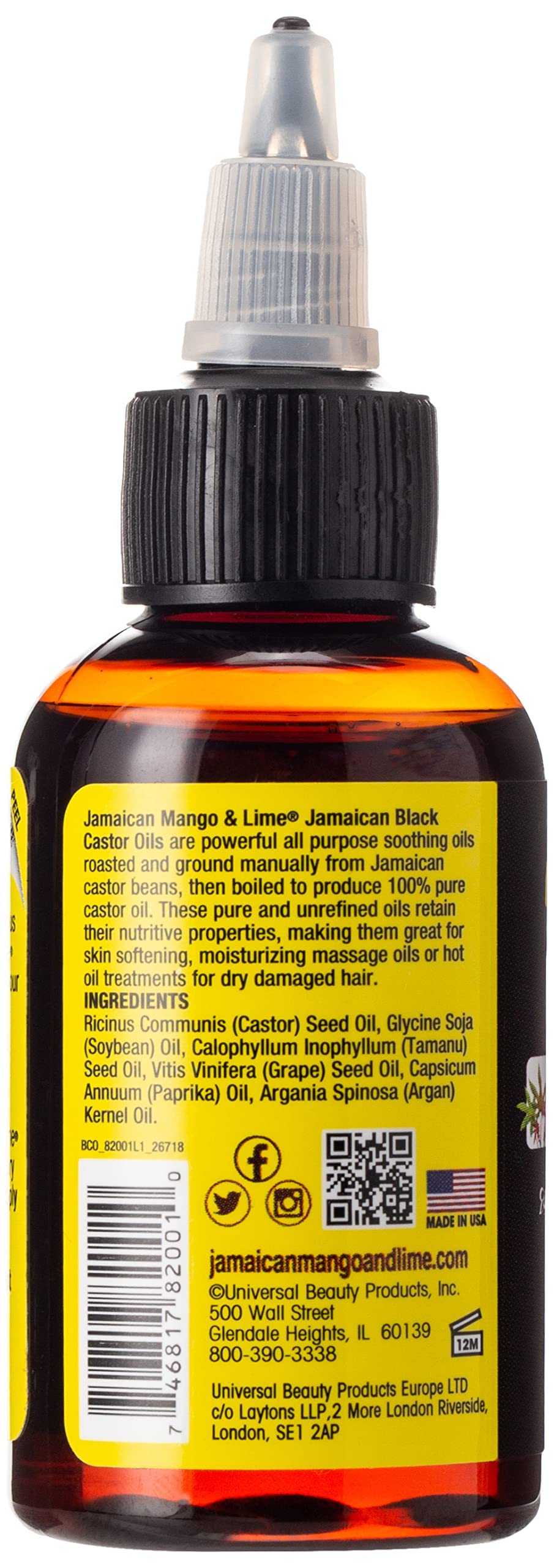 Jamaican Mango Lime Black Castor Oil Hair Scalp Oil for Locs Braids Twists