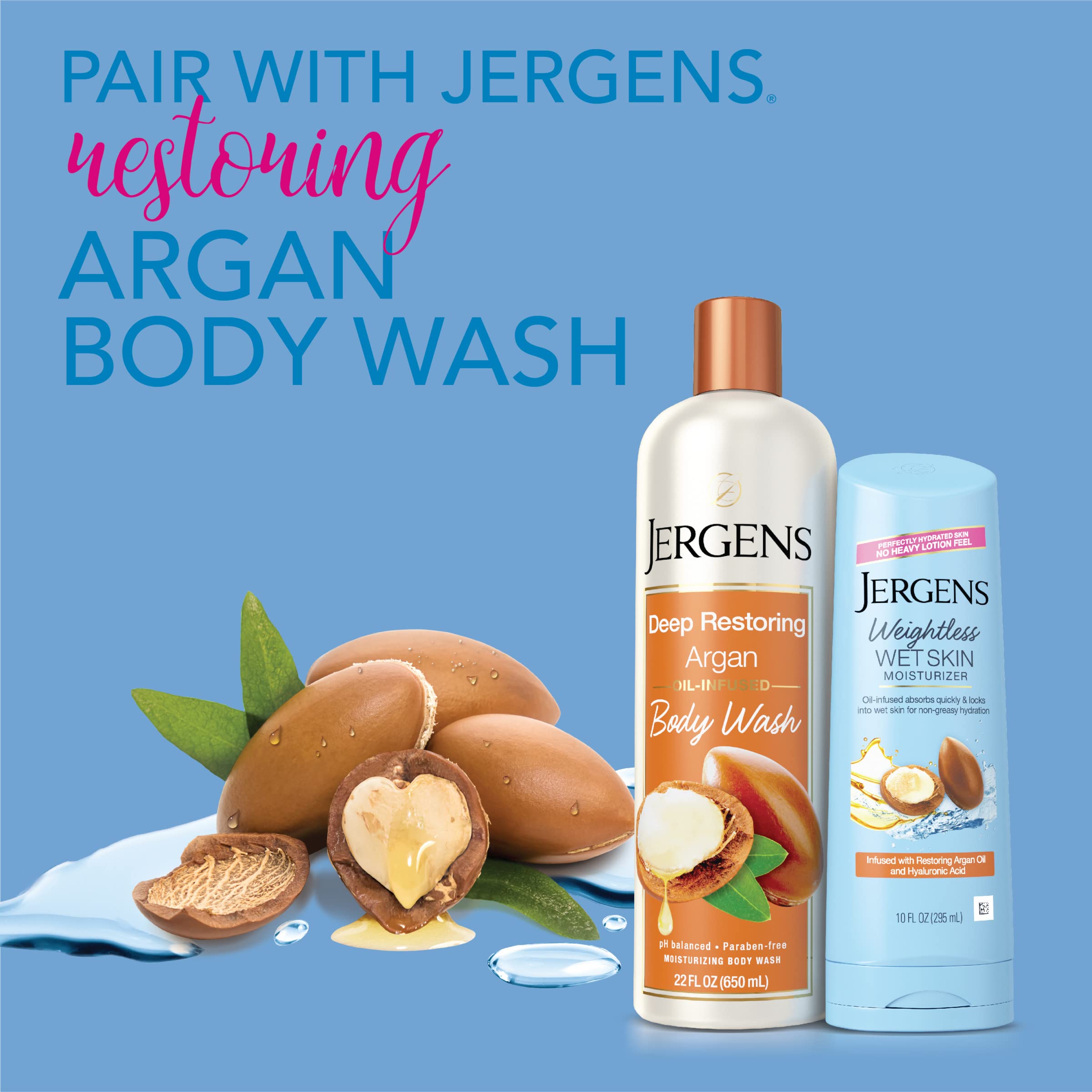 Jergens Wet Skin Body Moisturizer With Restoring Argan Oil 10 oz - Thumbnail 3
