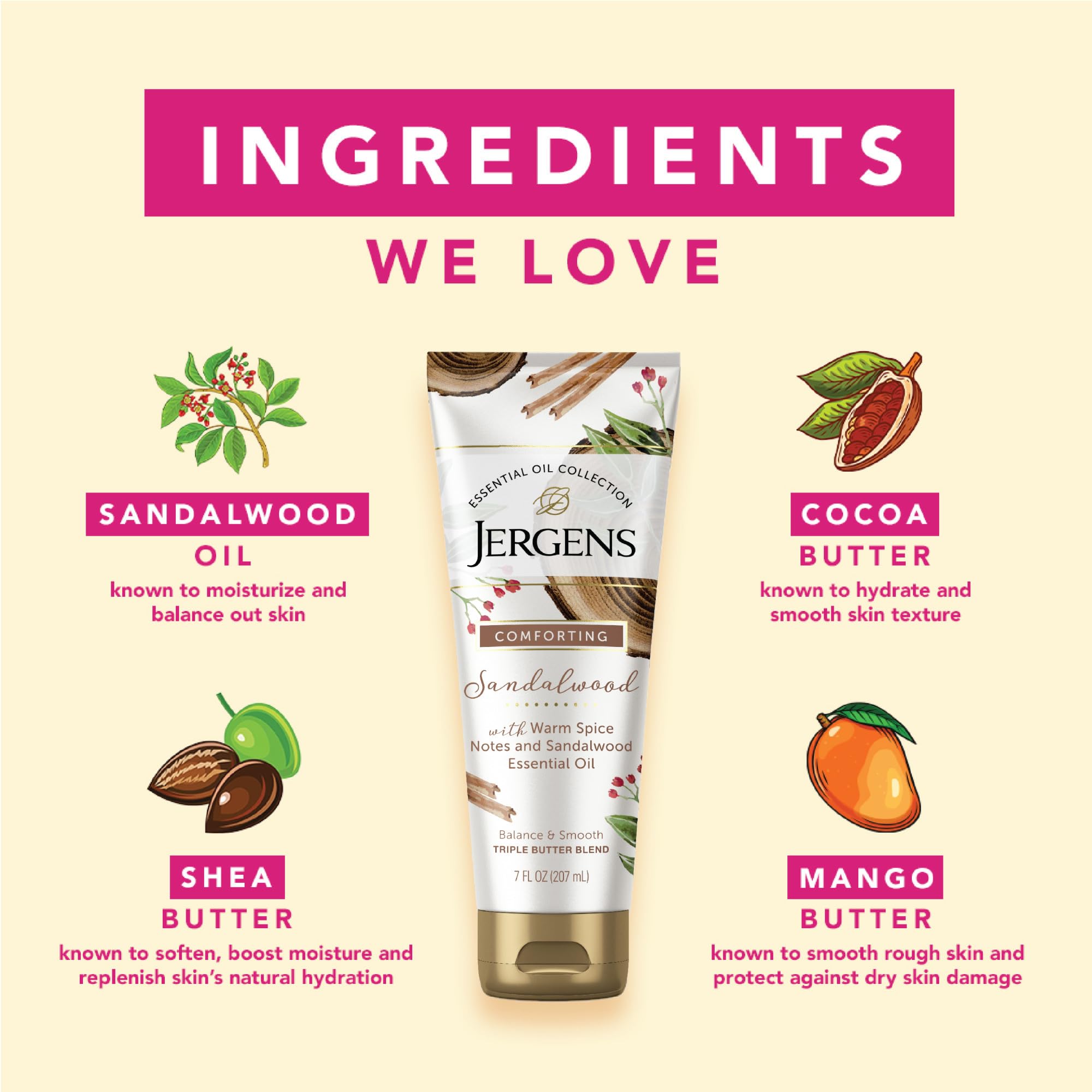 Jergens Sandalwood Body Butter Lotion Moisturizer Infused With Sandalwood - Thumbnail 3