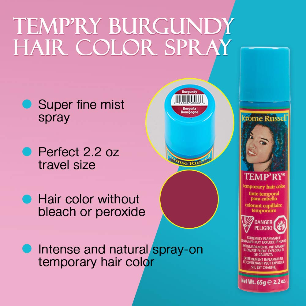 Jerome Russell Temporary Hair Color Burgundy Intense Fast Drying Non Sticky - Thumbnail 3