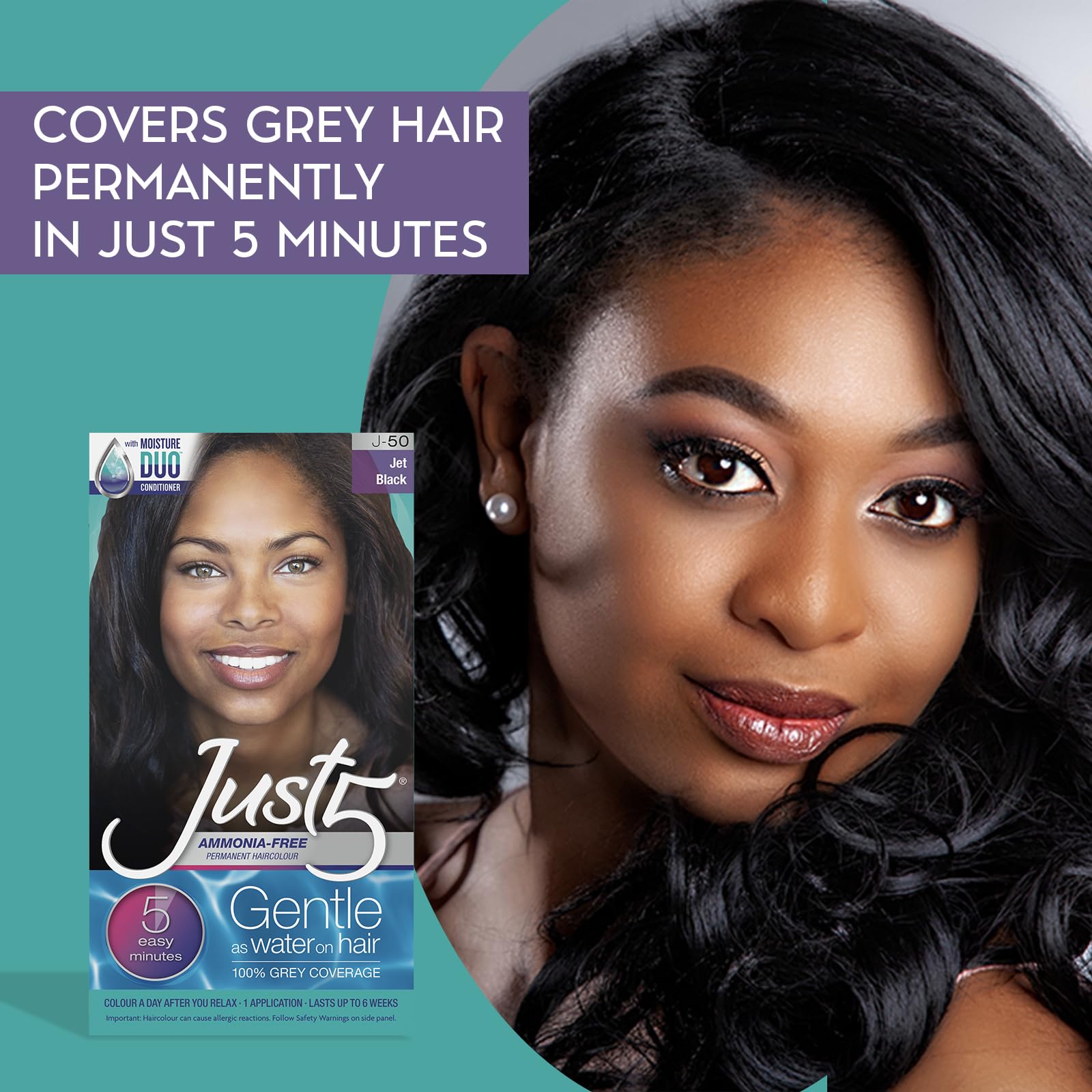 Just 5 5 Minute Permanent Hair Color With Conditioner Grey Hair Coloring Black - Thumbnail 2