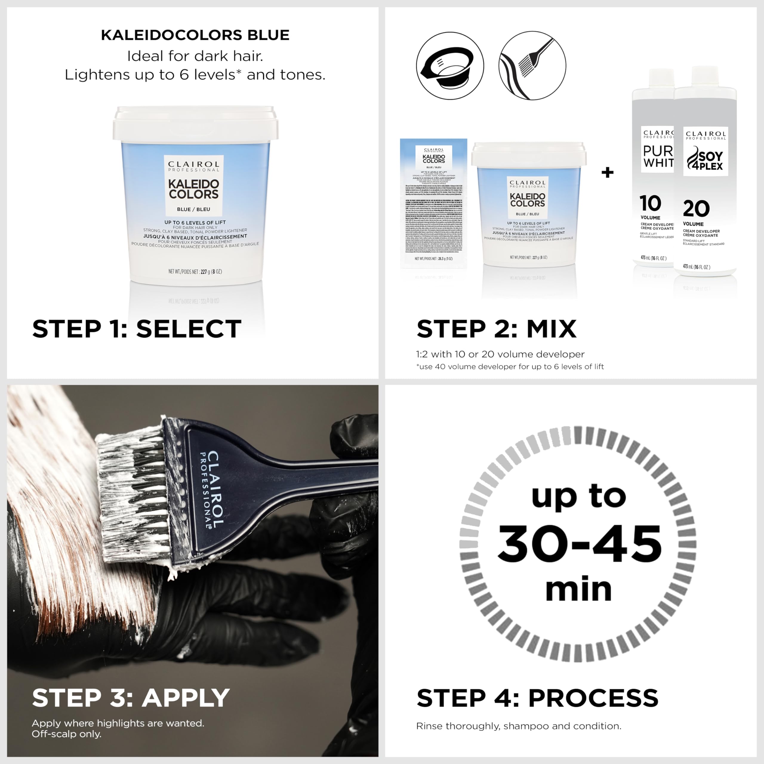 Clairol Professional Kaleidocolors Blue . Hair Lightener for Dark Hair 1 oz