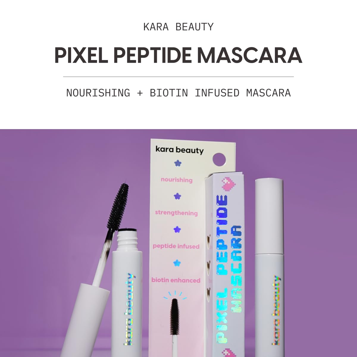 (18-pack) Pixel Peptide Mascara by KARA BEAUTY, Lengthening and Volumizing Black Mascara for Natural Lashes with Precision Wand for Bottom Eyelashes Natural Look, Smudge-Proof Makeup Essential for All-Day Wear - Thumbnail 2
