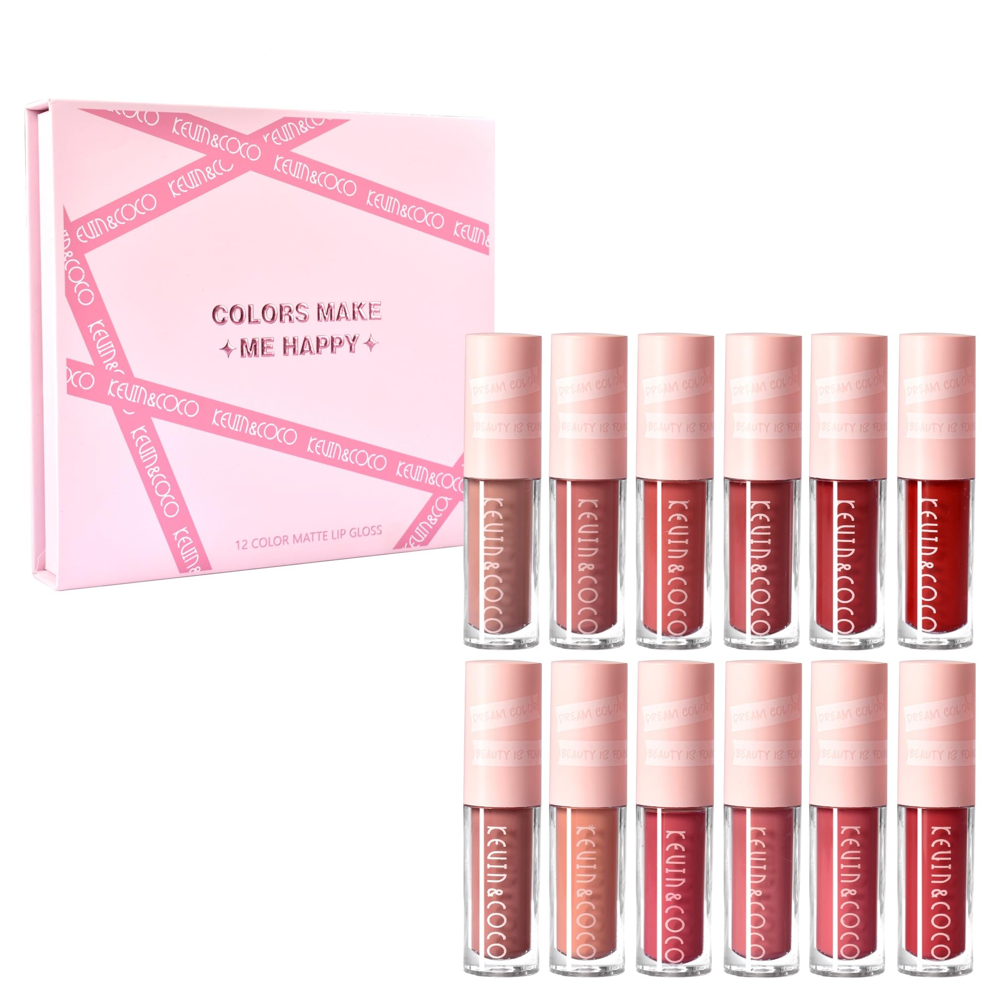 (12-pack) Kevin&Coco 12-Piece Pink Lip Gloss Set