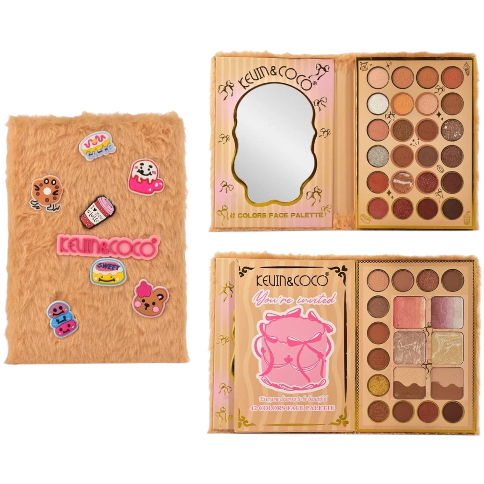 (6-pack) Kevin & Coco 42 Colors Face Palette Brown Fuzzy - Thumbnail 2