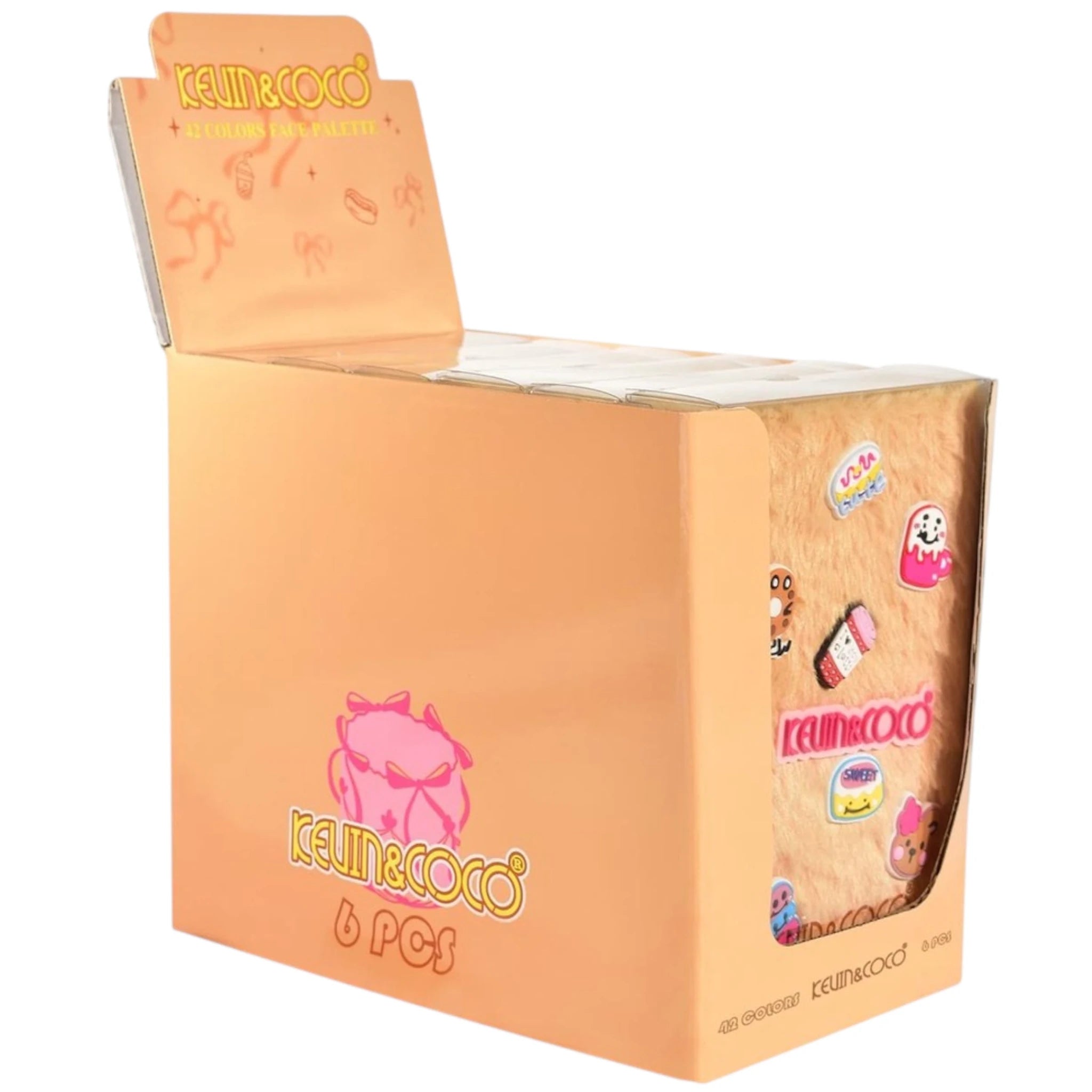 (6-pack) Kevin & Coco 42 Colors Face Palette Brown Fuzzy