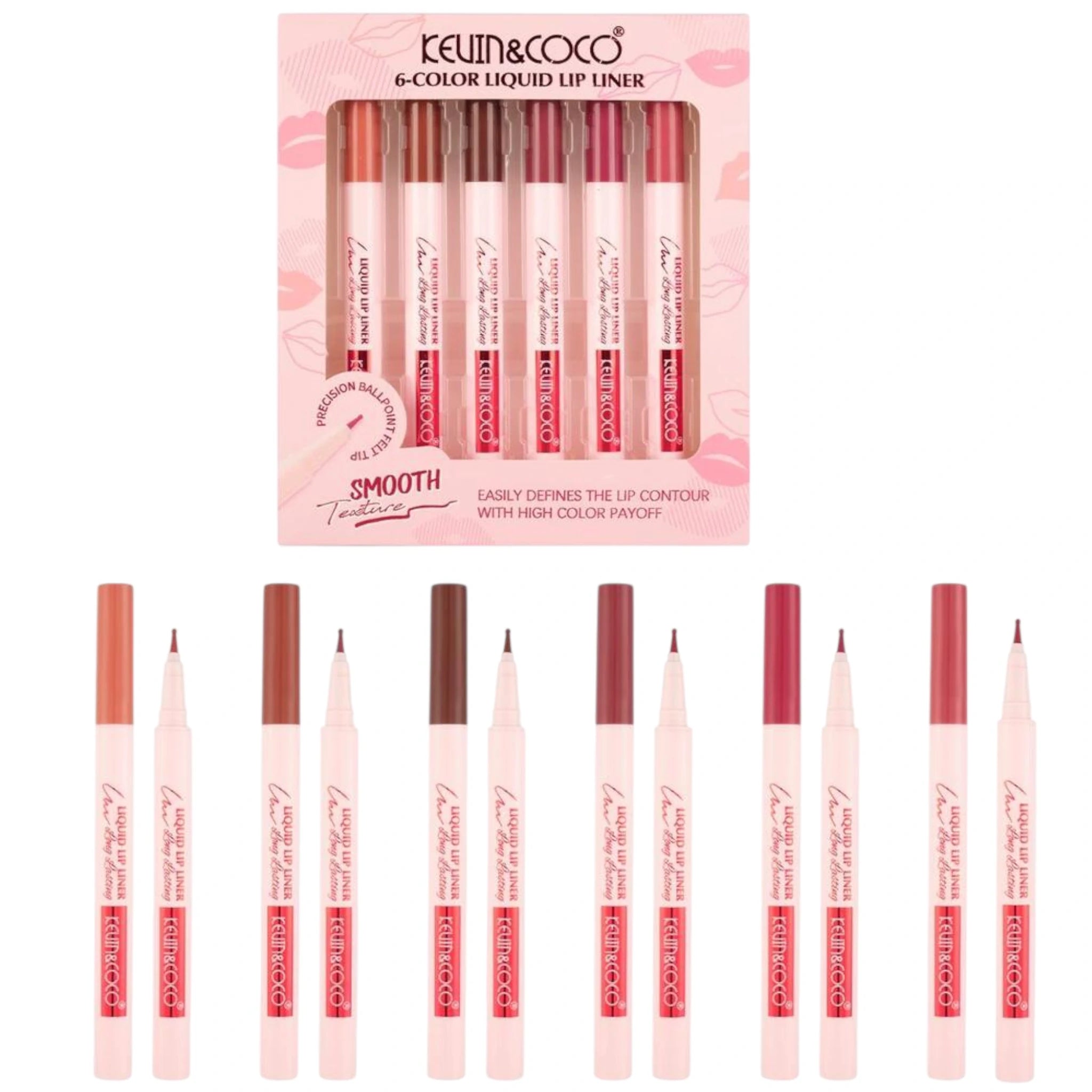 (6-pack) Kevin & Coco 6 Color Liquid Lip Liner (Set) - Thumbnail 2