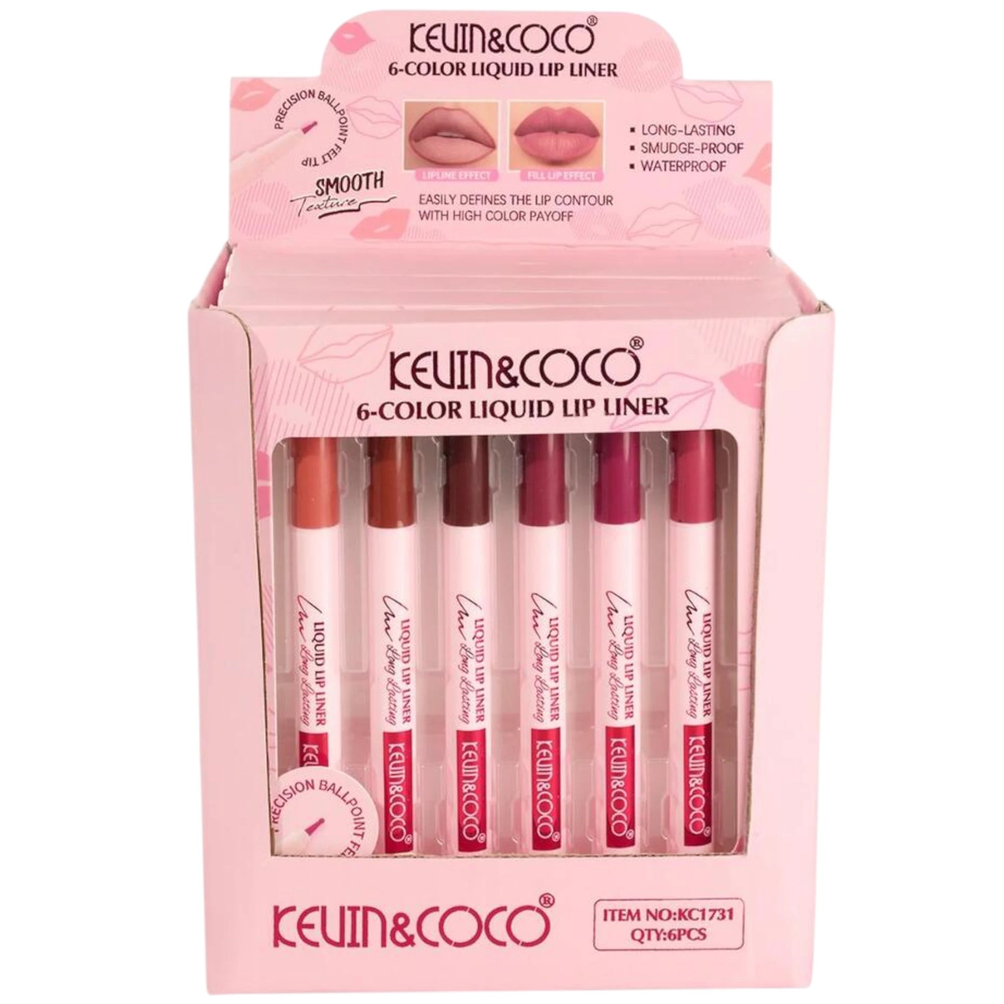 (6-pack) Kevin & Coco 6 Color Liquid Lip Liner (Set)