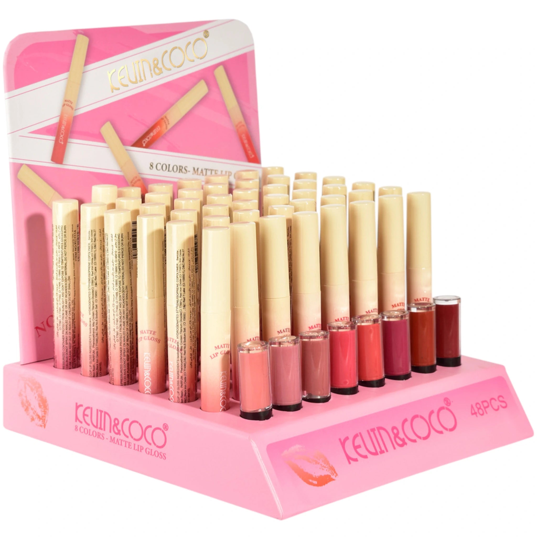 (48-pack) Kevin & Coco 8 Colors Matte Lip Gloss