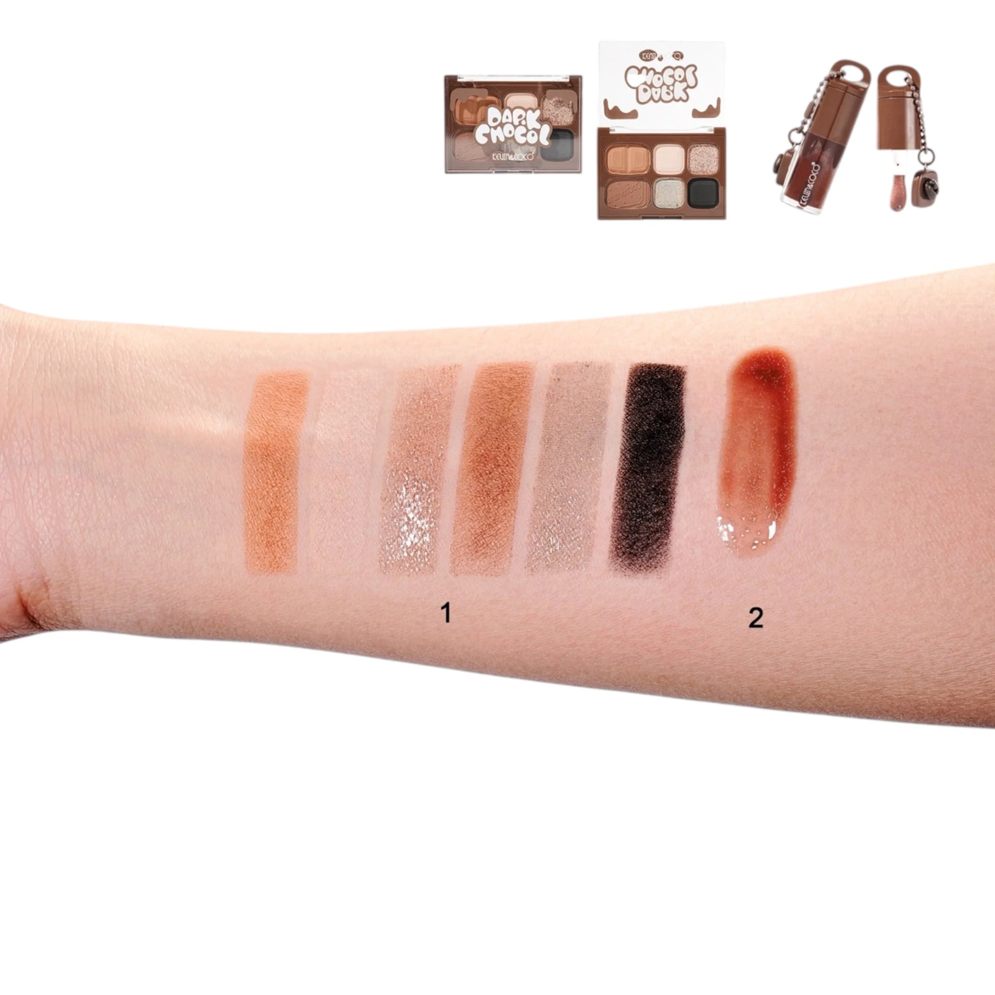 (6-pack) Kevin & Coco Dark Chocol Palette & Lip Gloss (Set) - Thumbnail 3