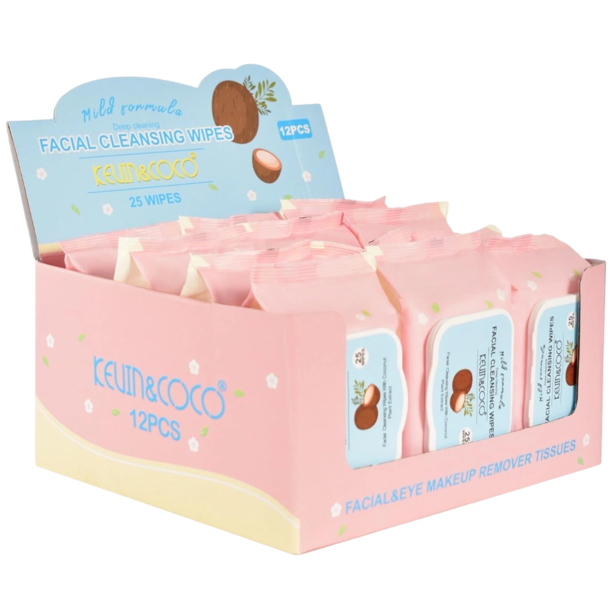 (12-pack) Kevin & Coco Facial Cleansing Wipes Coconut