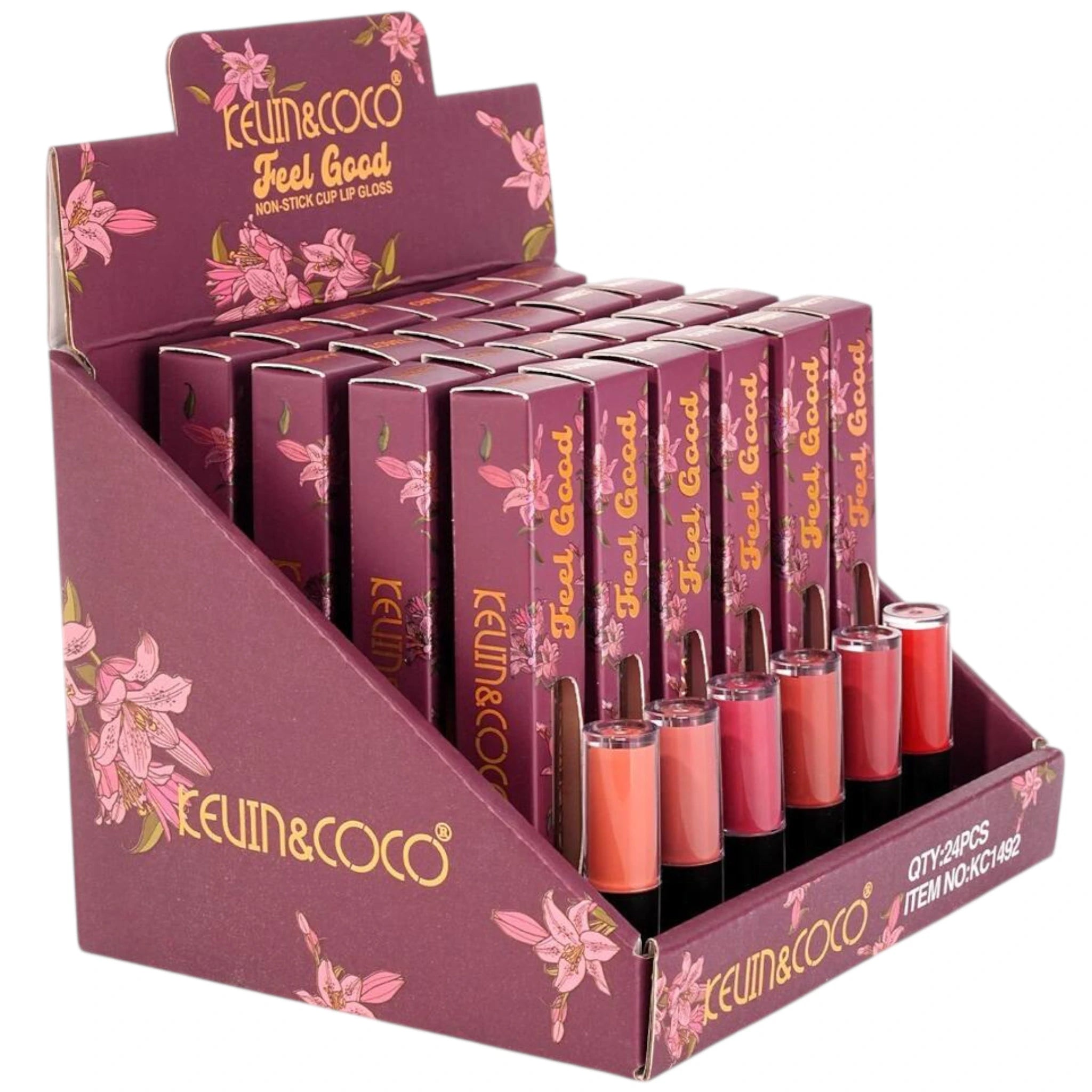 (24-pack) Kevin & Coco Feel Good Non-Stick Cup Lip Gloss