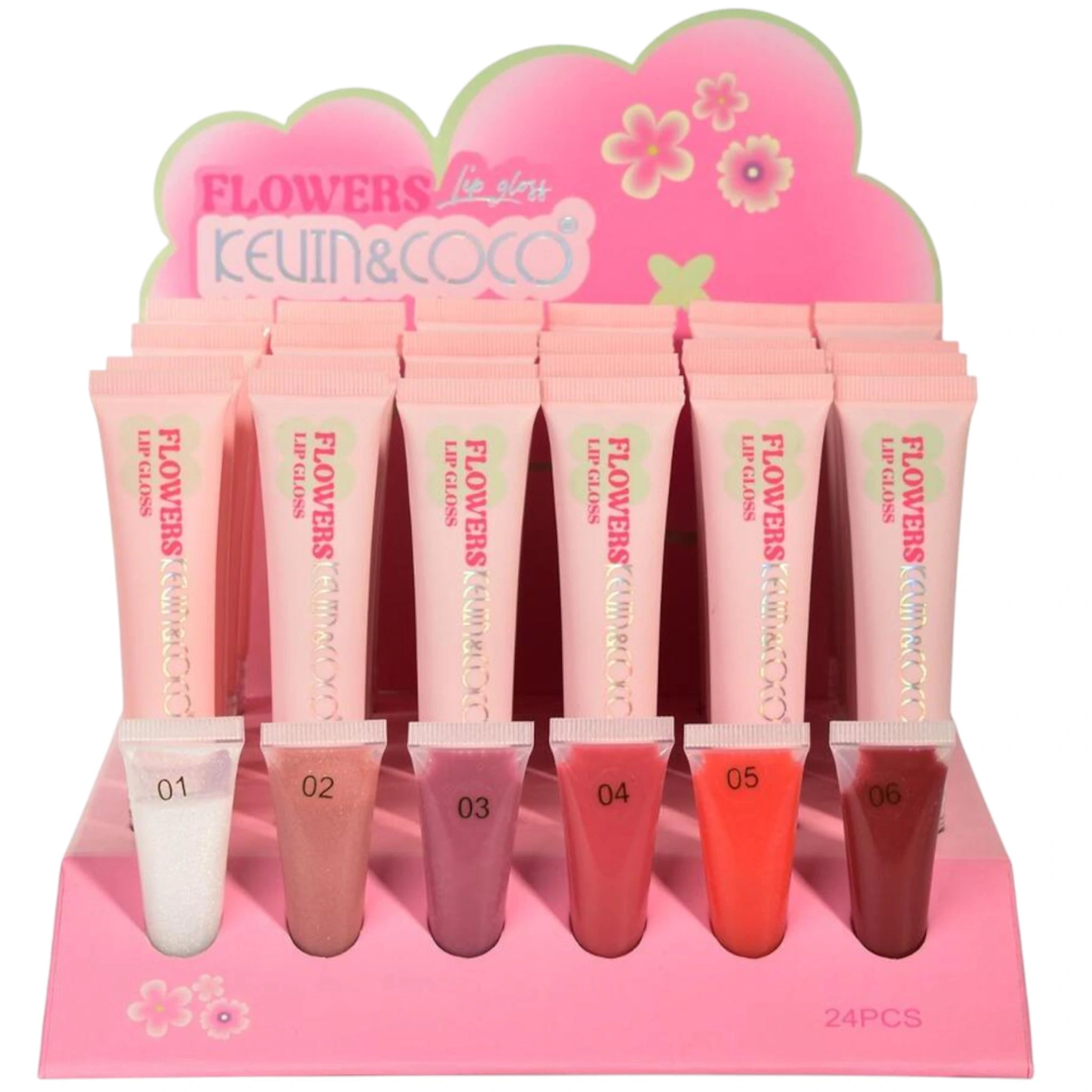 (24-pack) Kevin & Coco Flowers Lip Gloss