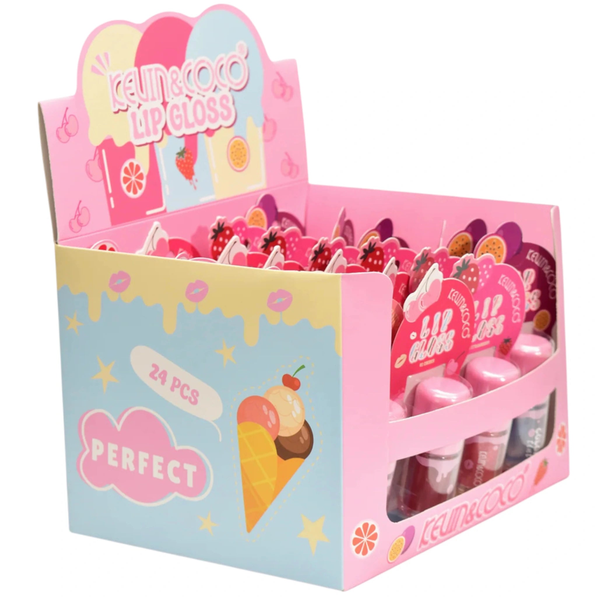 (24-pack) Kevin & Coco Ice Cream Flavours Lip Gloss - Image 1