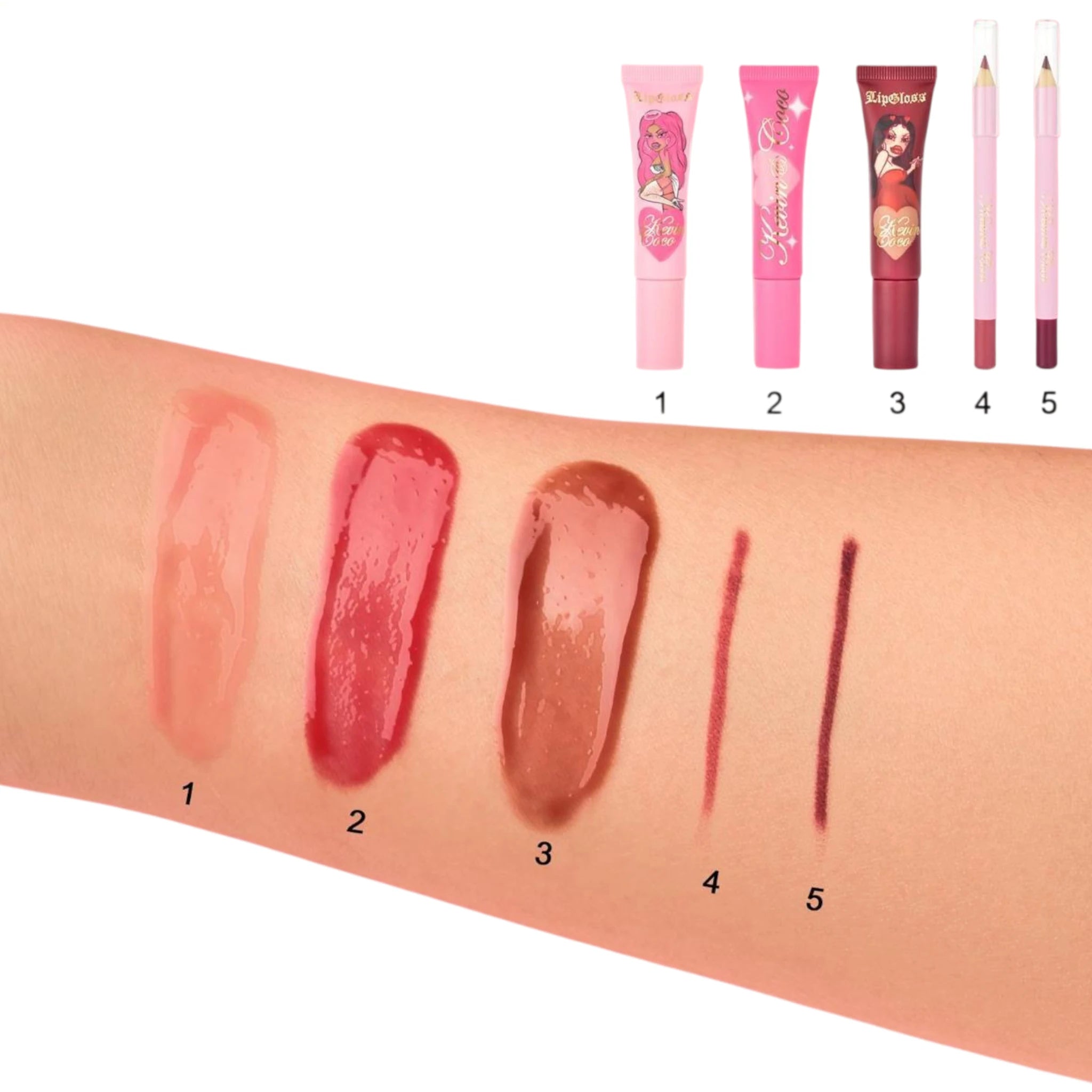(6-pack) Kevin & Coco Lip Goss & Lip Liner (Set) - Thumbnail 3