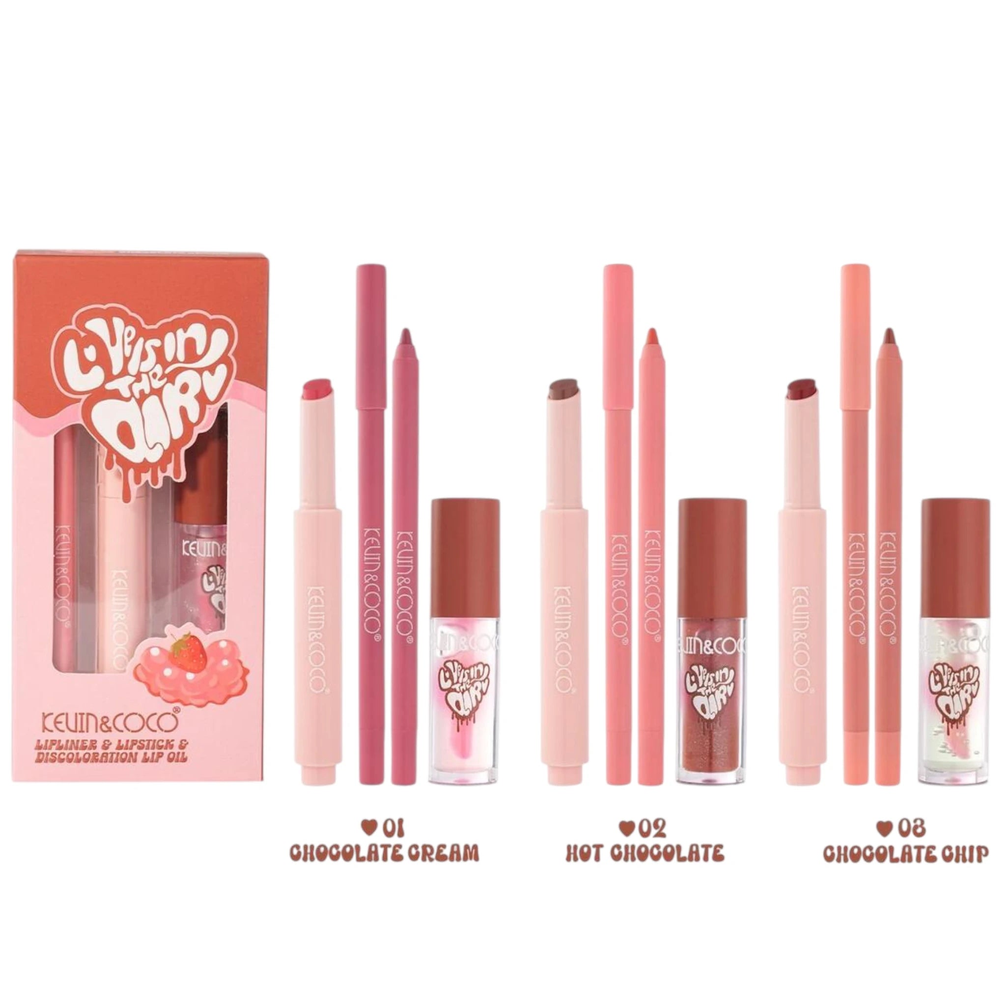 (12-pack) Kevin & Coco Lipliner & Lipstick & Discoloration Lip Oil (Set) - Thumbnail 2