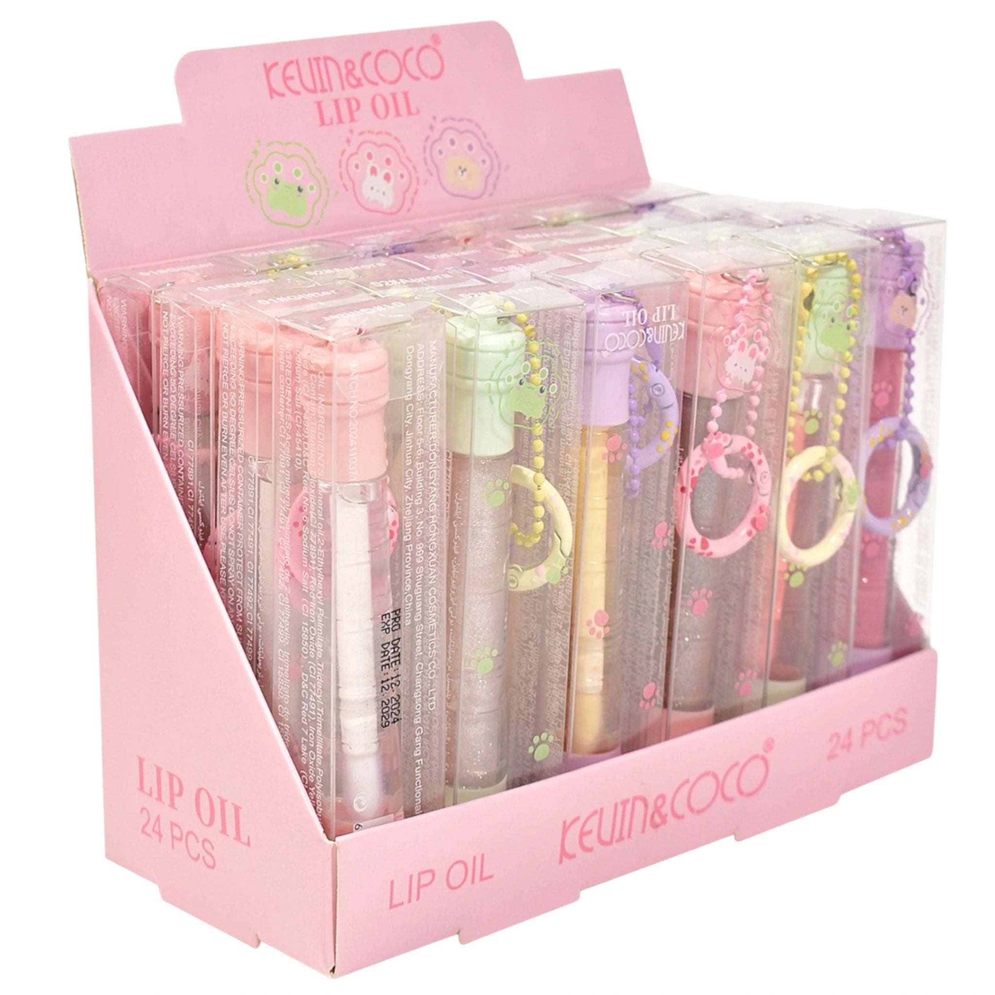 (24-pack) Kevin & Coco Paw Keychain Lip Oil