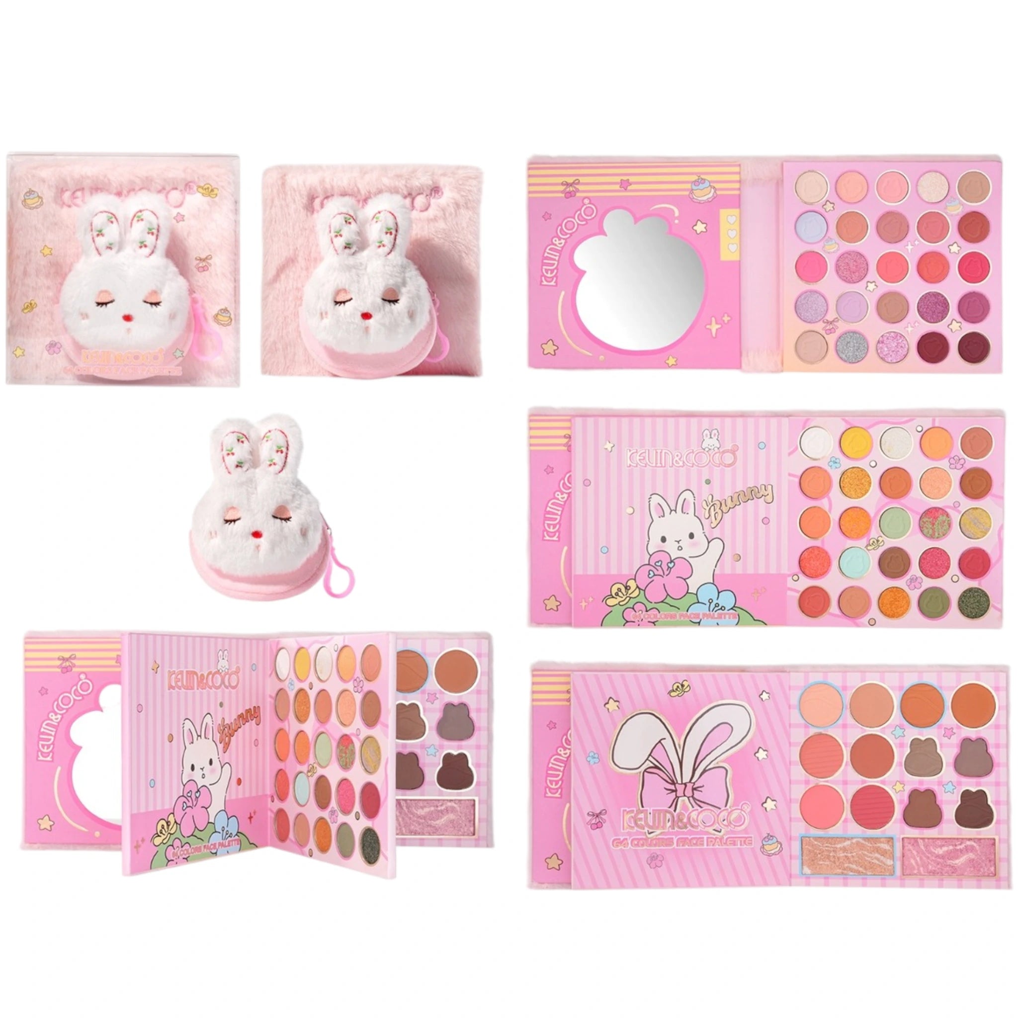 (6-pack) Kevin & Coco Pink Plush Bunny Eyeshadow Palette - Image 1