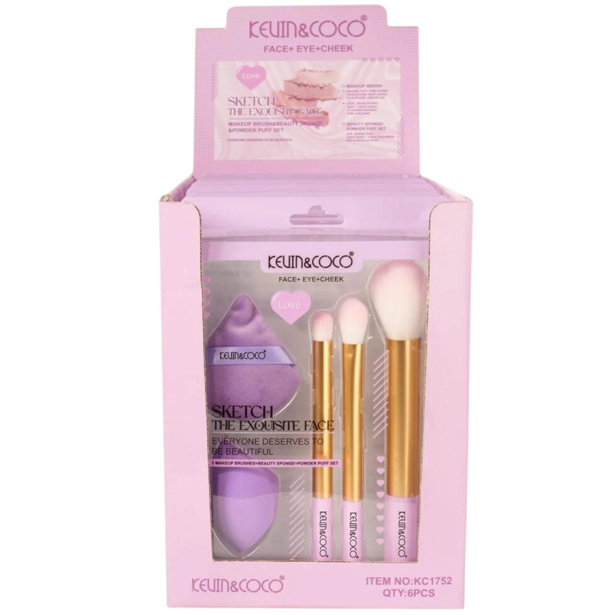 (6-pack) Kevin & Coco Sketch The Exquisite Face Purple Makeup Tools (Set)