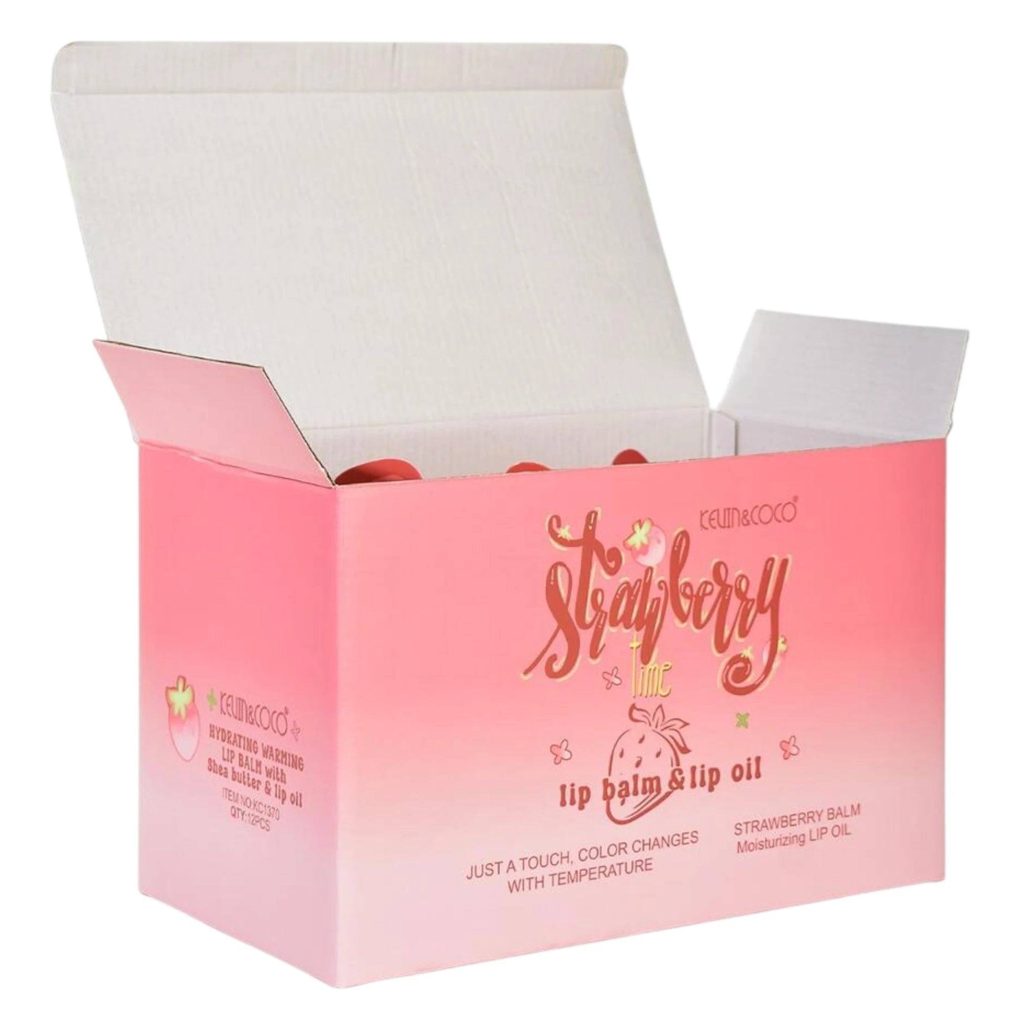 (12-pack) Kevin & Coco Strawberry Time Lip Balm & Lip Oil - Thumbnail 2