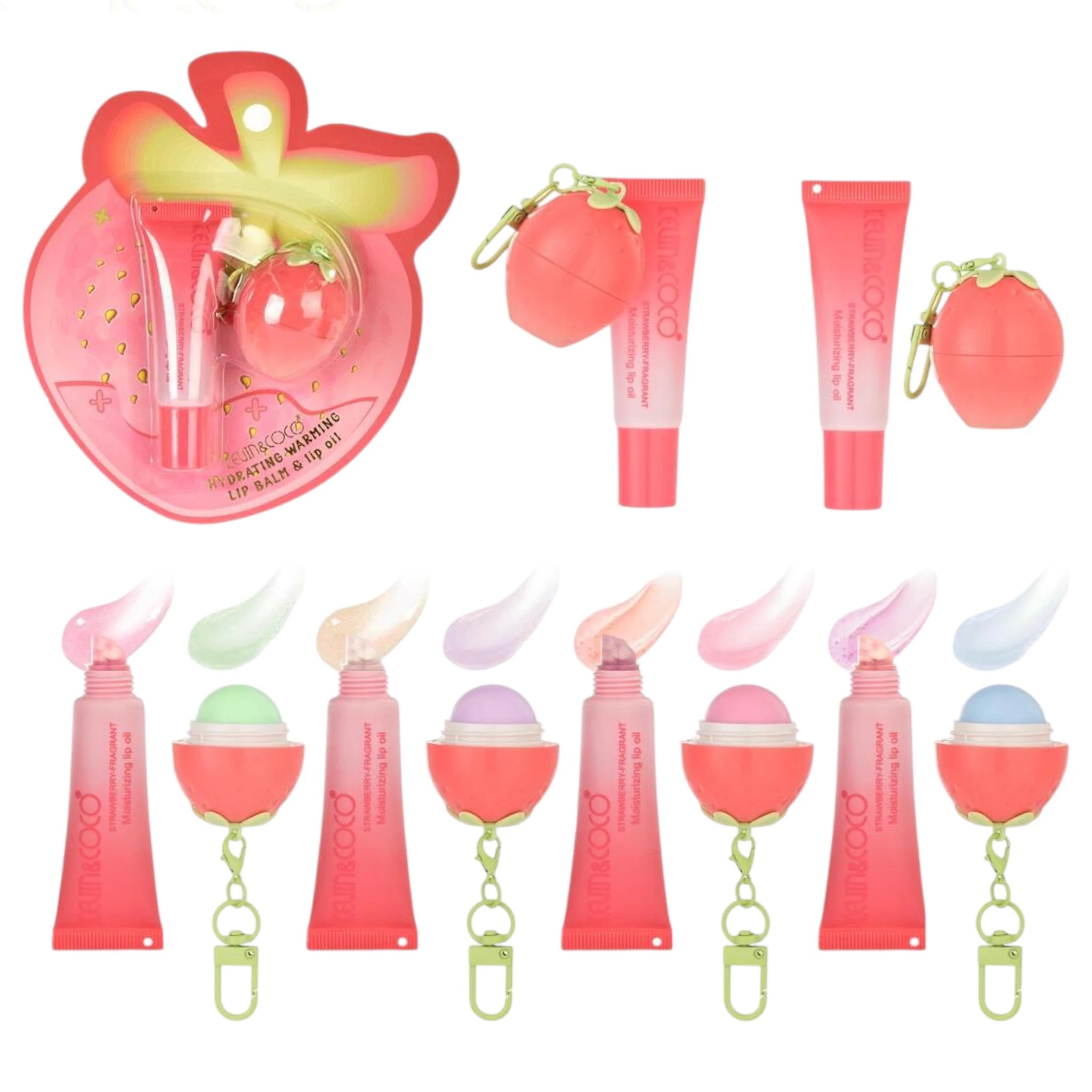 (12-pack) Kevin & Coco Strawberry Time Lip Balm & Lip Oil