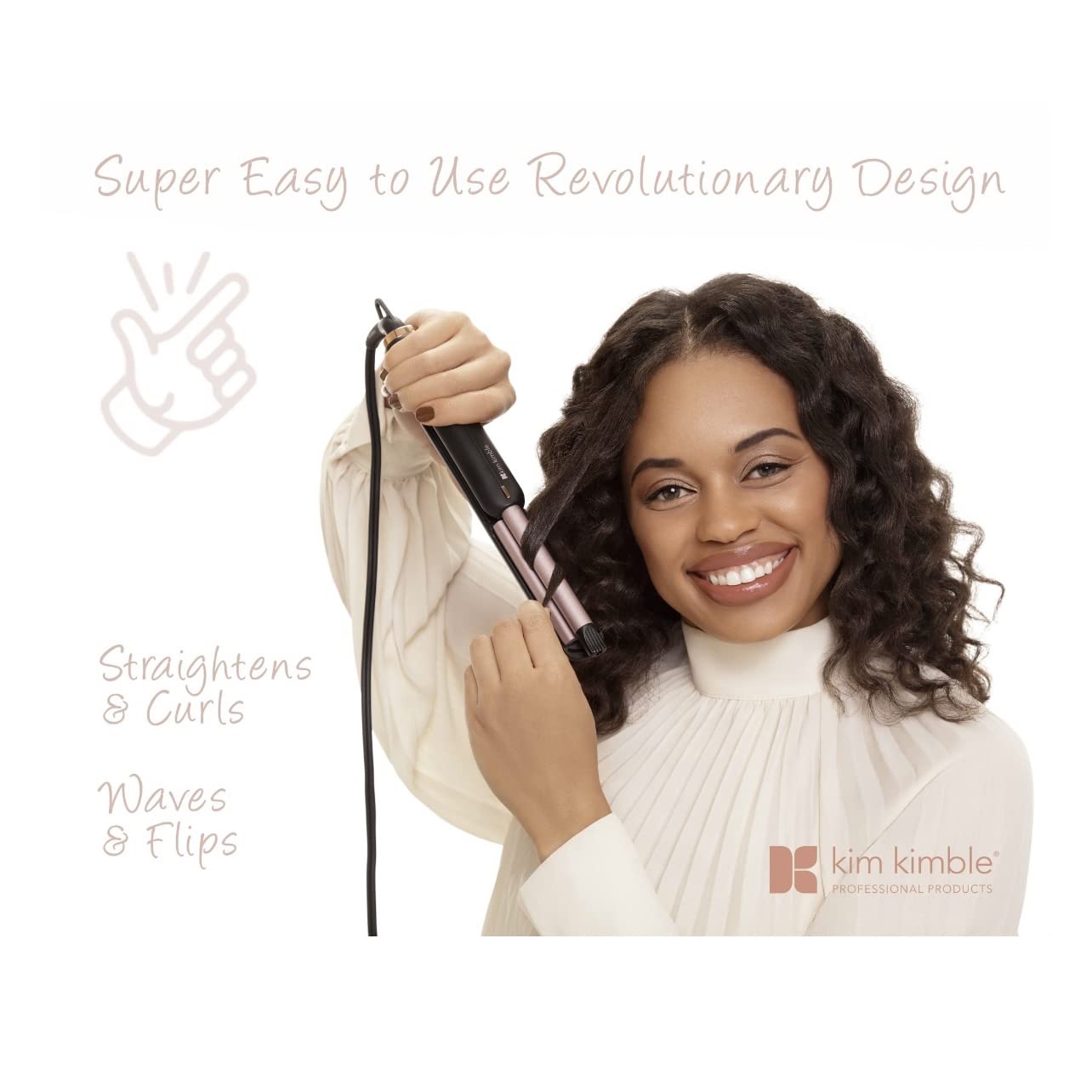 2 En 1 Hybrid Styler Curling Straightening Hair Iron - Thumbnail 3