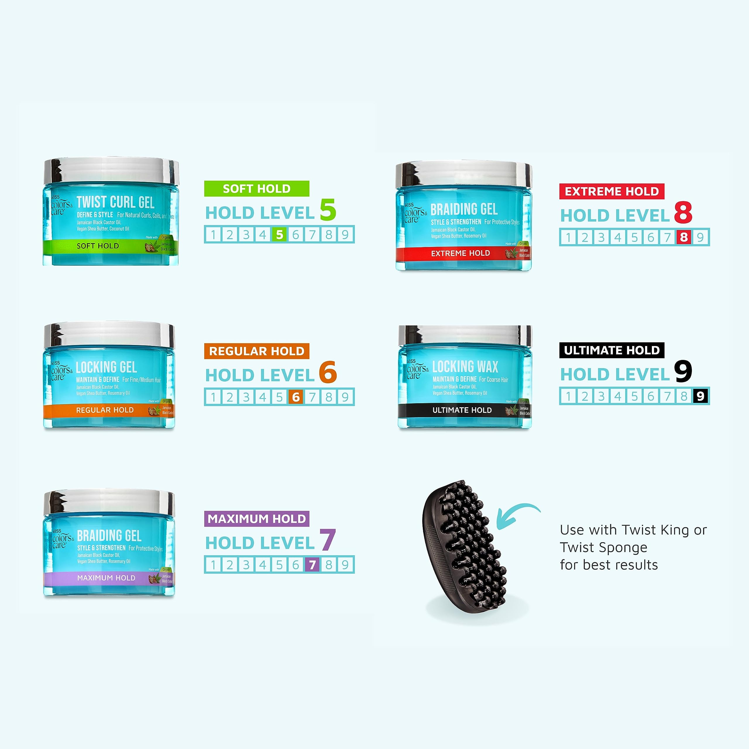 Kiss Colors Care Twist Curl Gel . Flexible Hold Twists Moisturizing Promotes - Thumbnail 3
