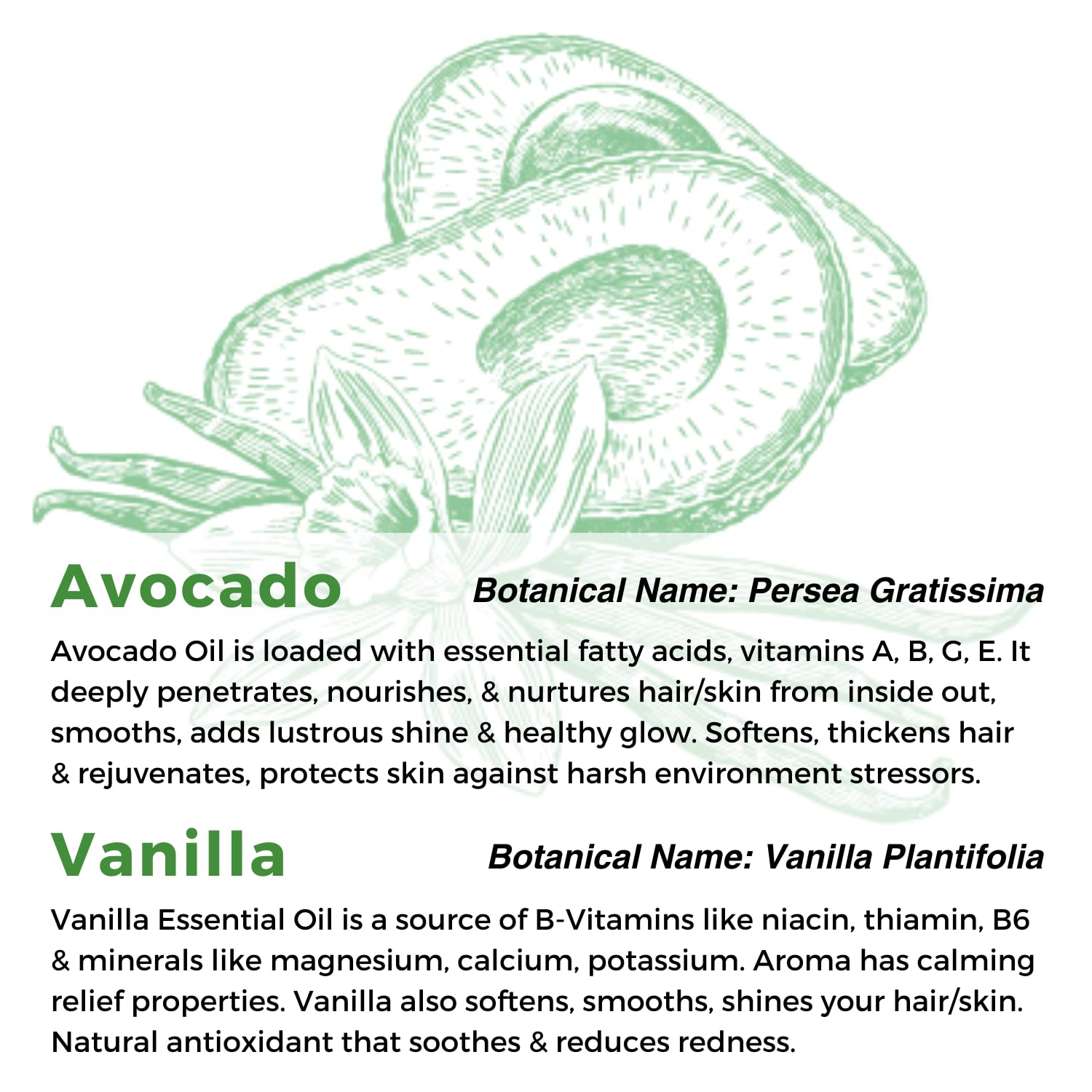 Multiuse Avocado + Vanilla Oil Medley for Face Body Hair Natural Avocado Oil - Thumbnail 2