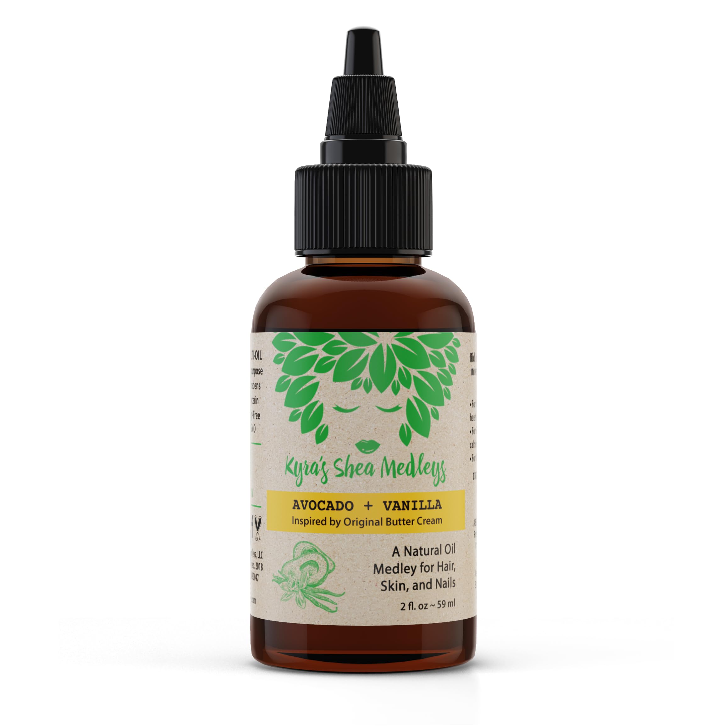 Multiuse Avocado + Vanilla Oil Medley for Face Body Hair Natural Avocado Oil