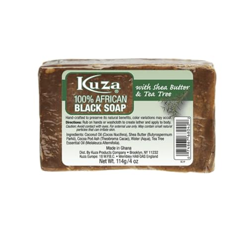 Kuza 100% African Black Soap With Shea Butter Tea Tree 4 oz - Thumbnail 2