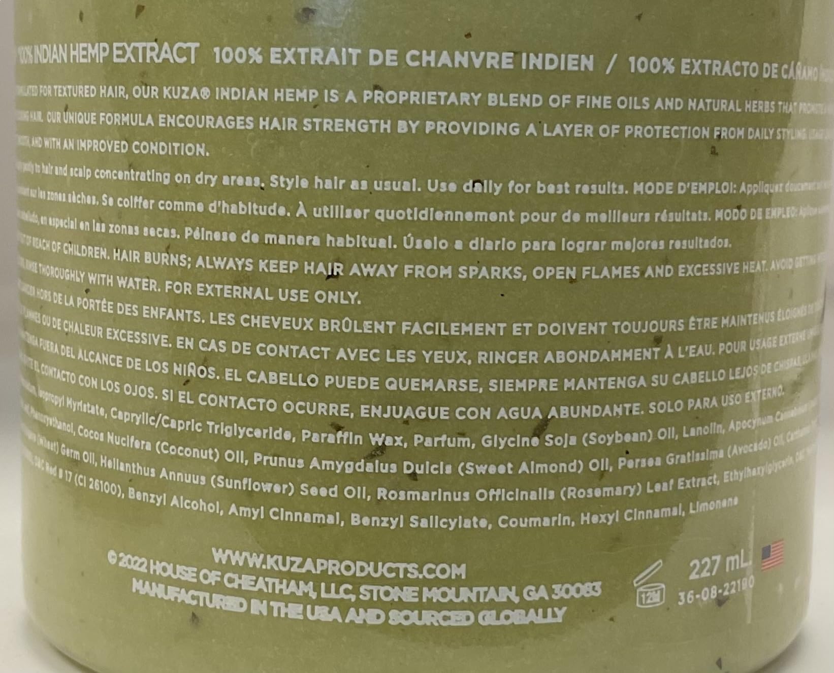 Kuza 100% Indian Hemp Hair Scalp Treatment Improves Dry Hair and Scalp 7.7 oz - Thumbnail 2