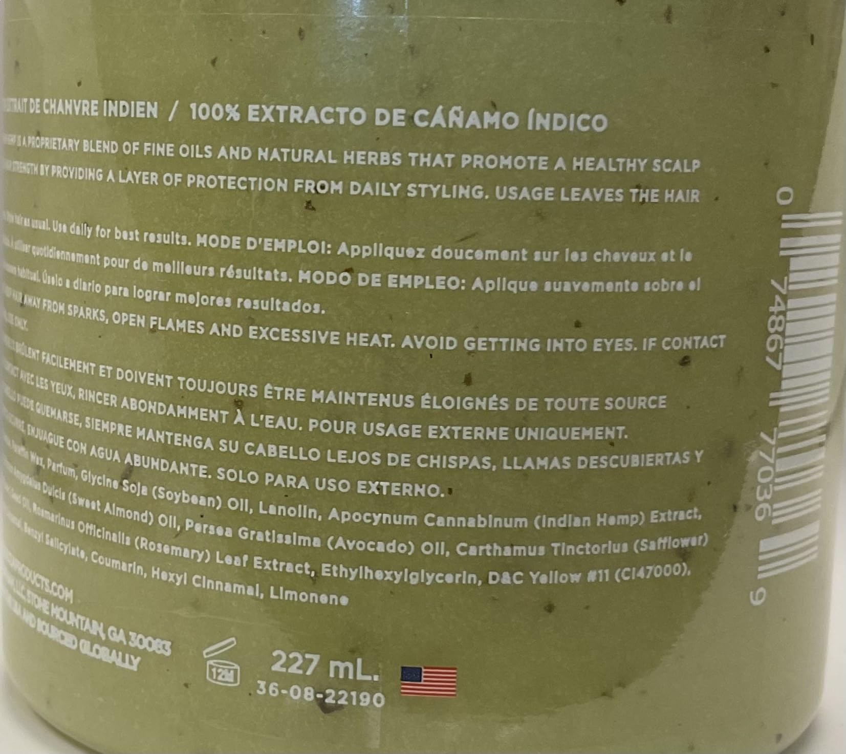 Kuza 100% Indian Hemp Hair Scalp Treatment Improves Dry Hair and Scalp 7.7 oz