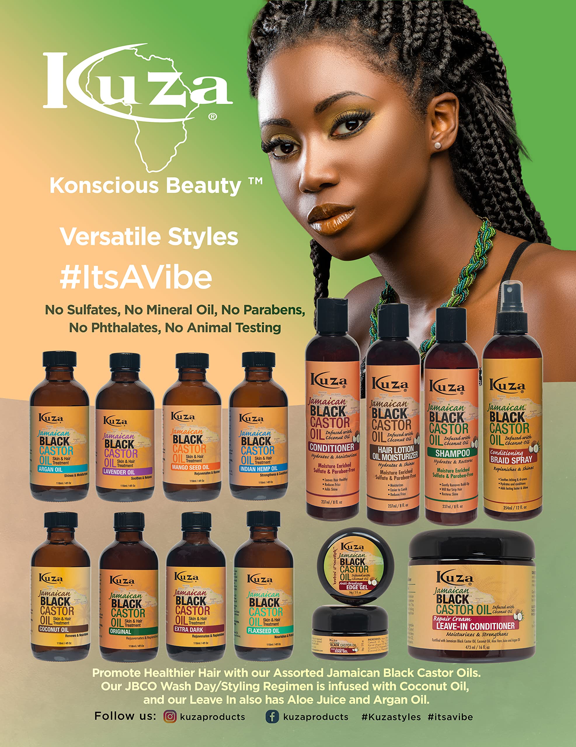 Kuza Jamaican Black Castor Oil Leave In Conditioner . 16 oz - Thumbnail 2